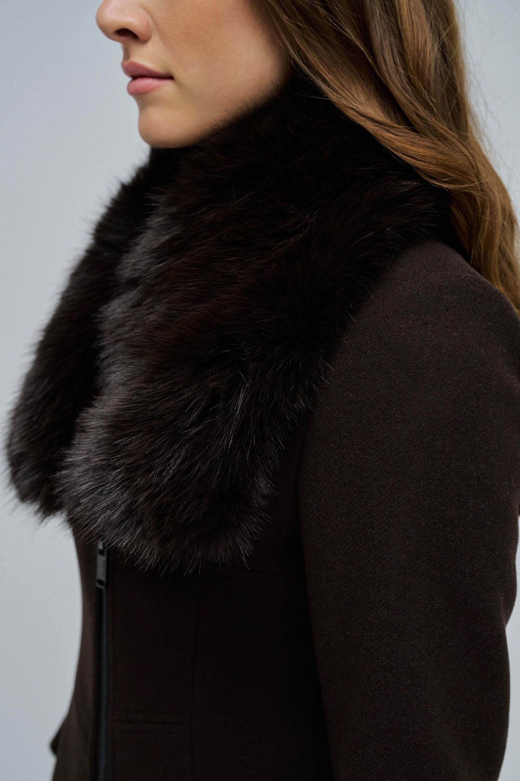 Salsa Veste en laine »Salsa Jeans Wollmantel Wool Coat With Fur Collar«