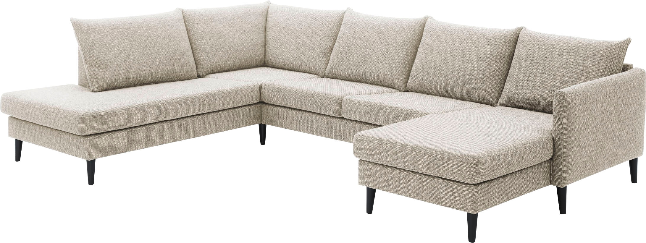 ATLANTIC home collection Wohnlandschaft »Rekvik U-Form« mit Wellenunterfederung, mit Massivholzfüssen