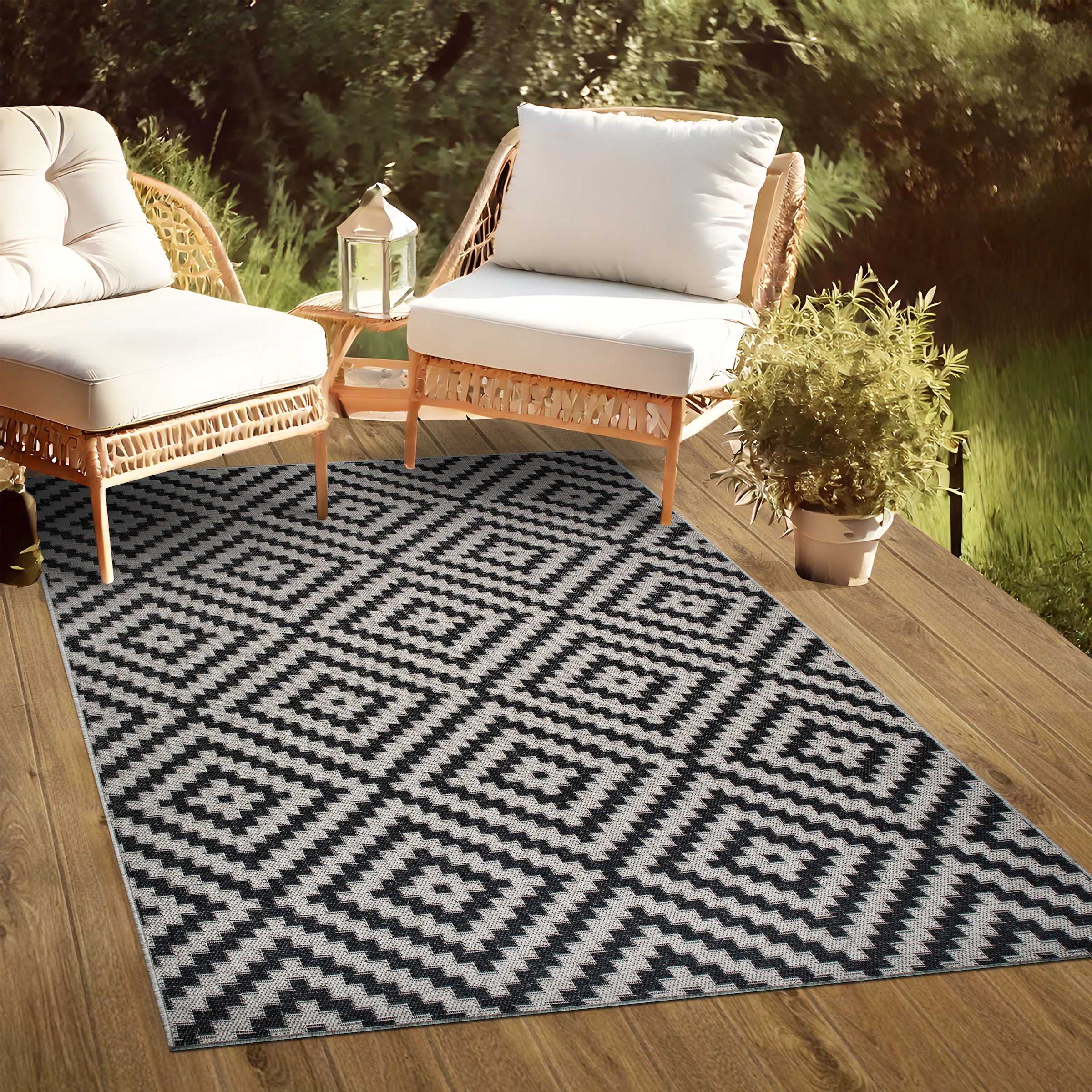 my home Tapis »Cordoba auch als Läufer erhältlich« Rectangulaire 3 mm Höhe In- und Outdoor geeignet, Sisal-Optik, Wetterfest & UV-beständig, Boho