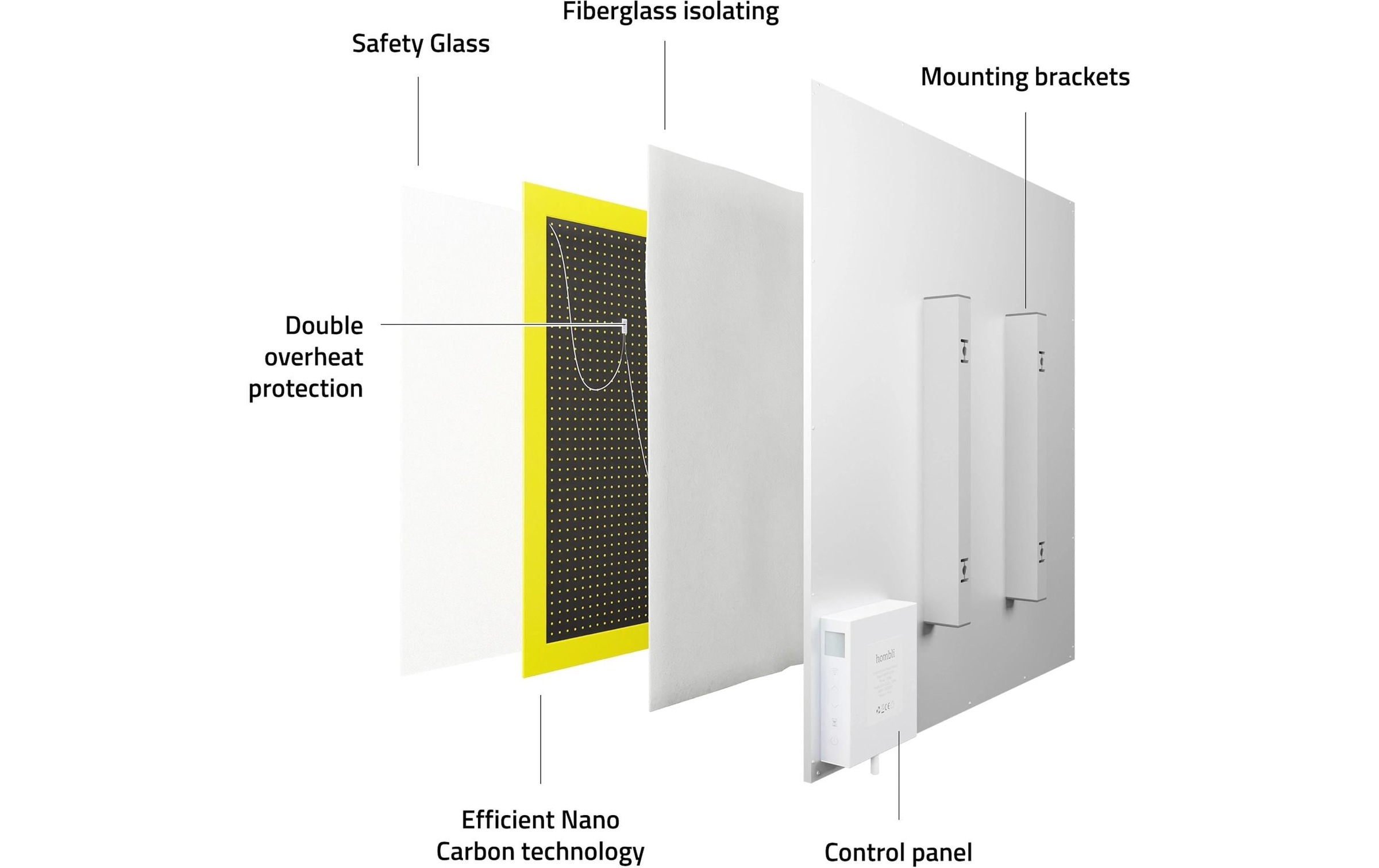 Hombli Chauffage infrarouge »smartes Infrarot Glas Heizpanel 400W Spiegel«