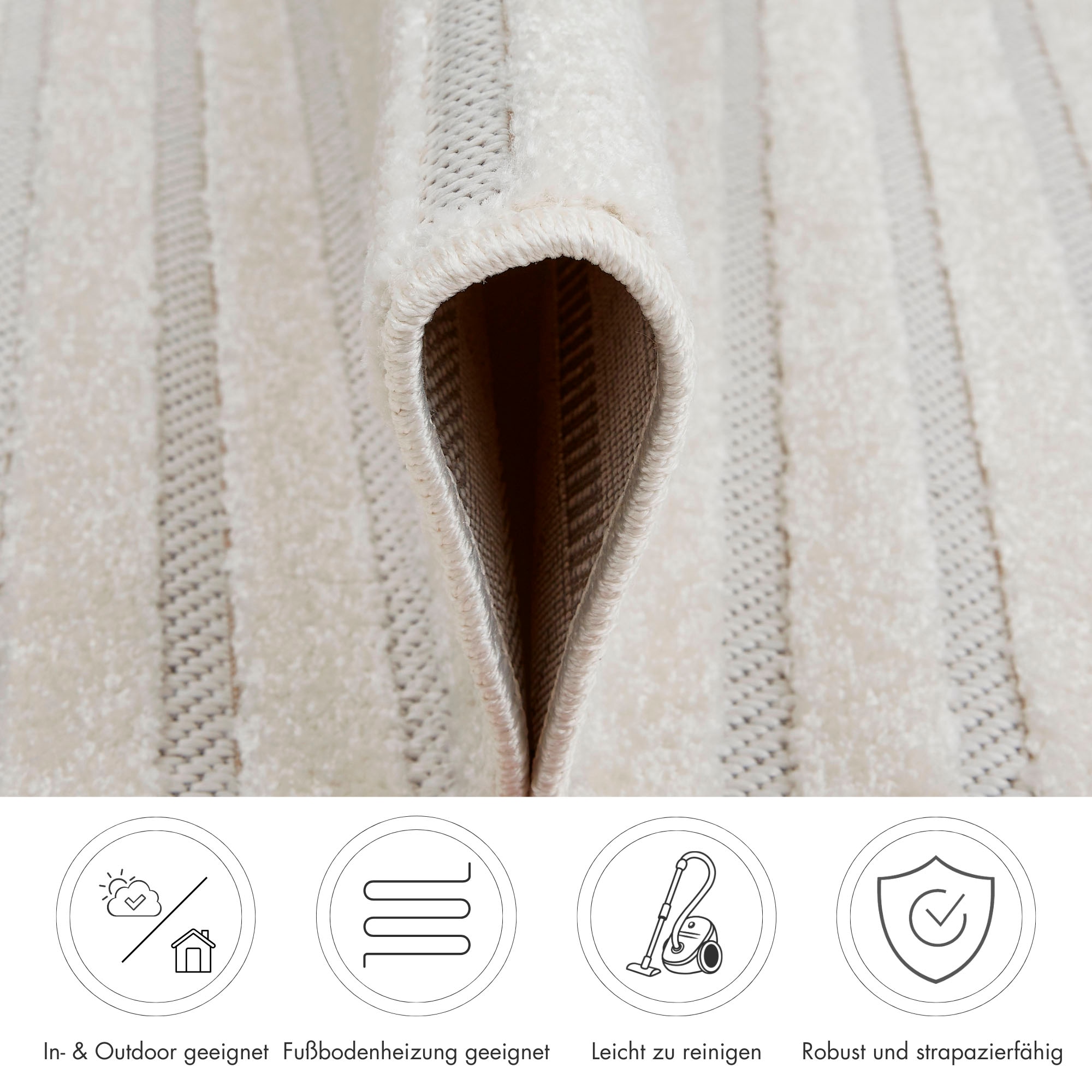 Andiamo Teppich »La Rochelle« rechteckig 7 mm Höhe Boho-Skandinavischer Stil, Hoch-Tief Effekt, modern, Wohnzimmer