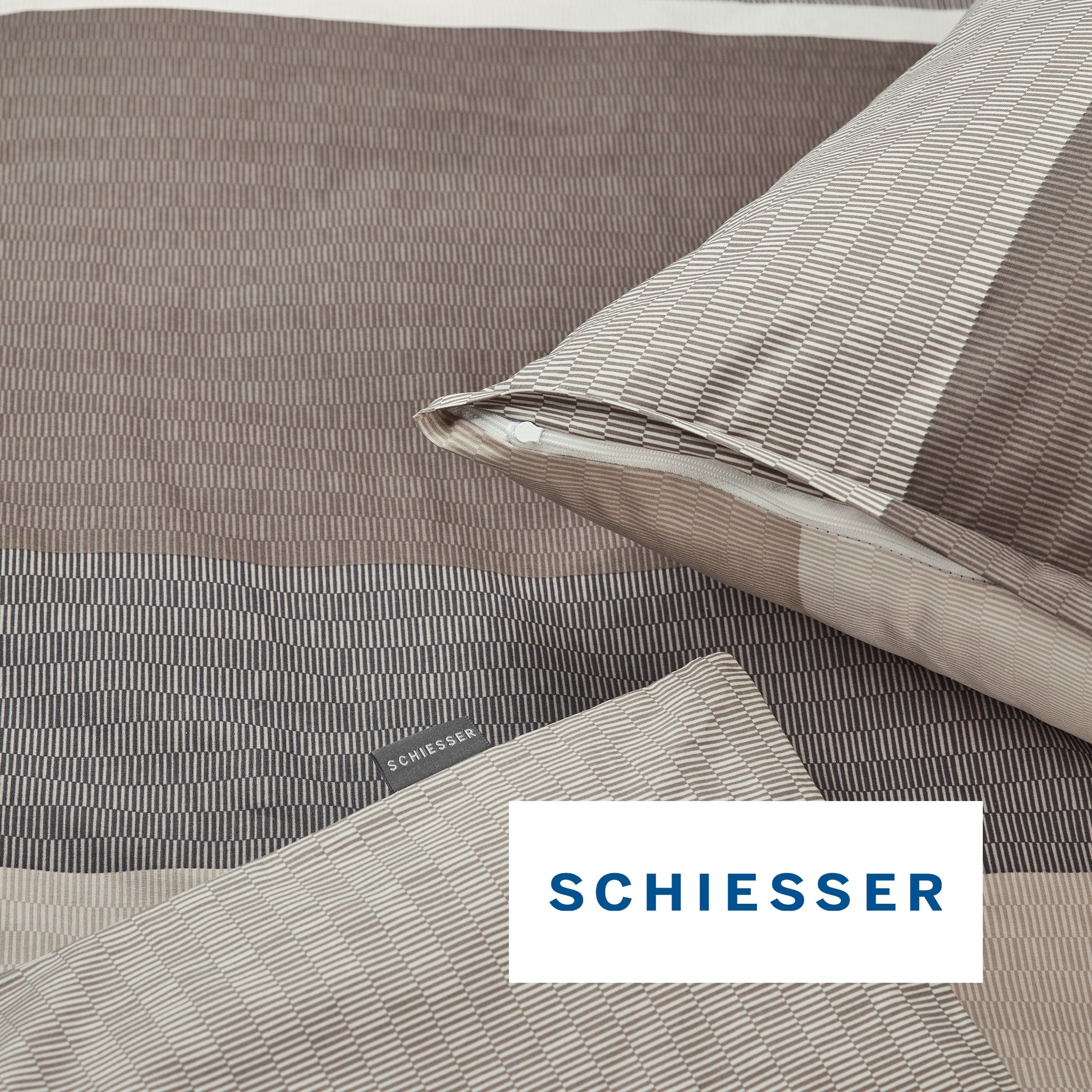 Schiesser Linge de lit »Endy Stripes aus weicher Baumwolle mit grossen und kleinen Streifen« 2 cuis Made in Green