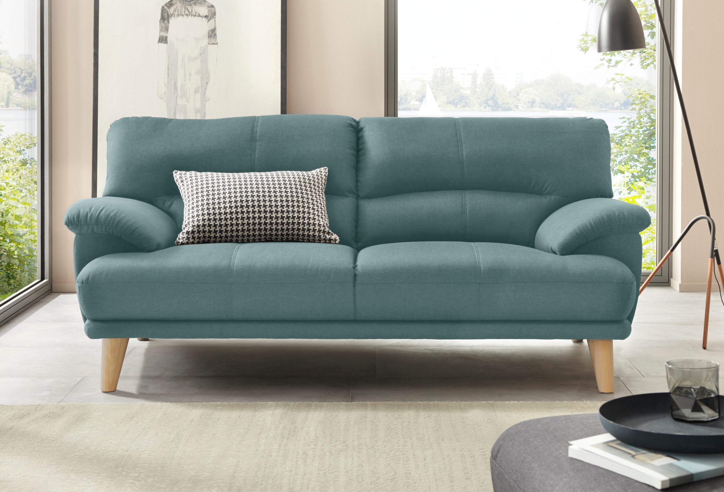 TRENDMANUFAKTUR 3-places »Cecilia, Sofa in italienischem Design« avec un excellent confort d'assise, accoudoirs extra confortables, pieds en bois