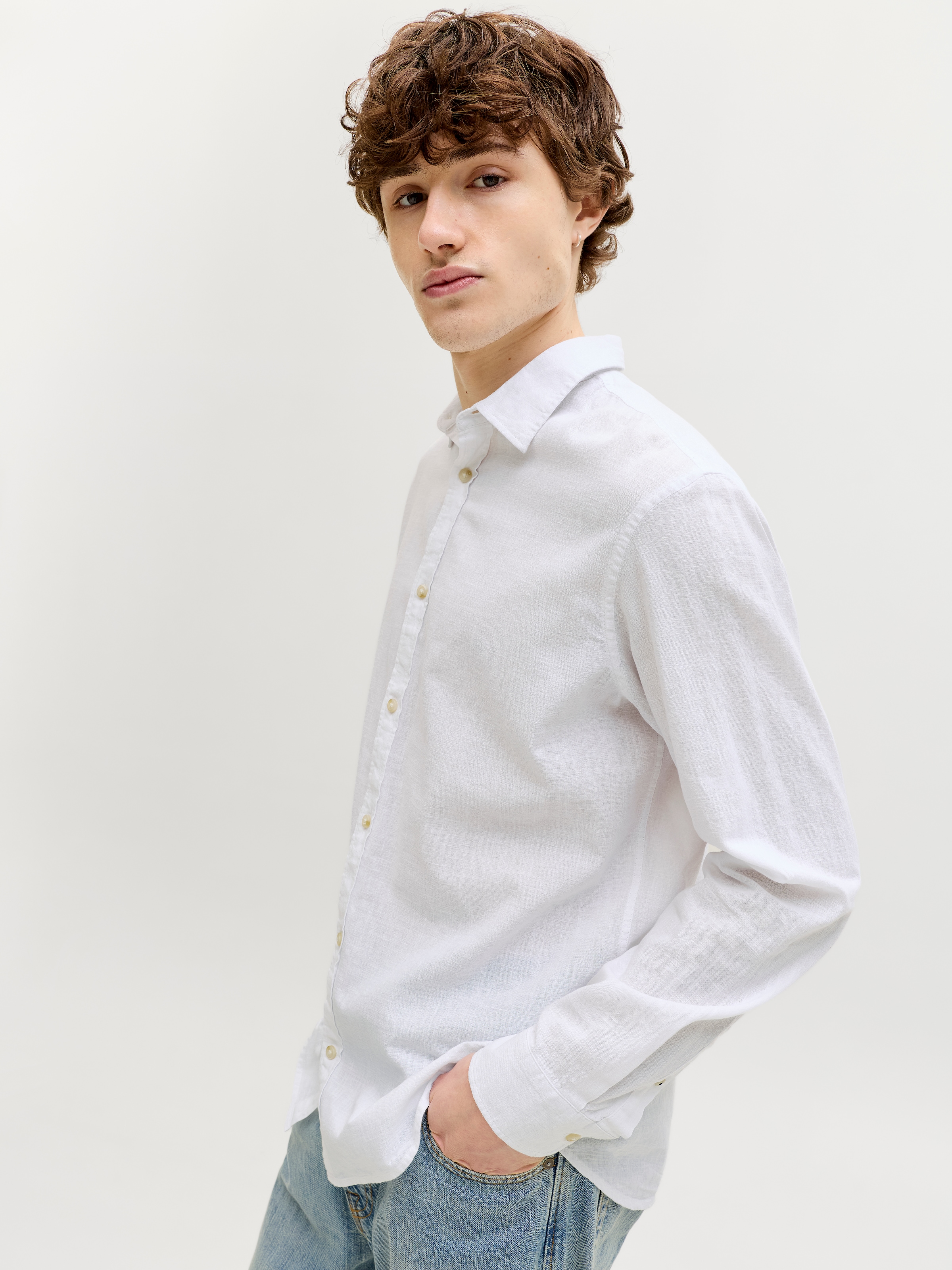 Jack & Jones Langarmhemd »JJESUMMER LINEN BLEND SHIRT L/S SN« Baumwollmischung, regular fit