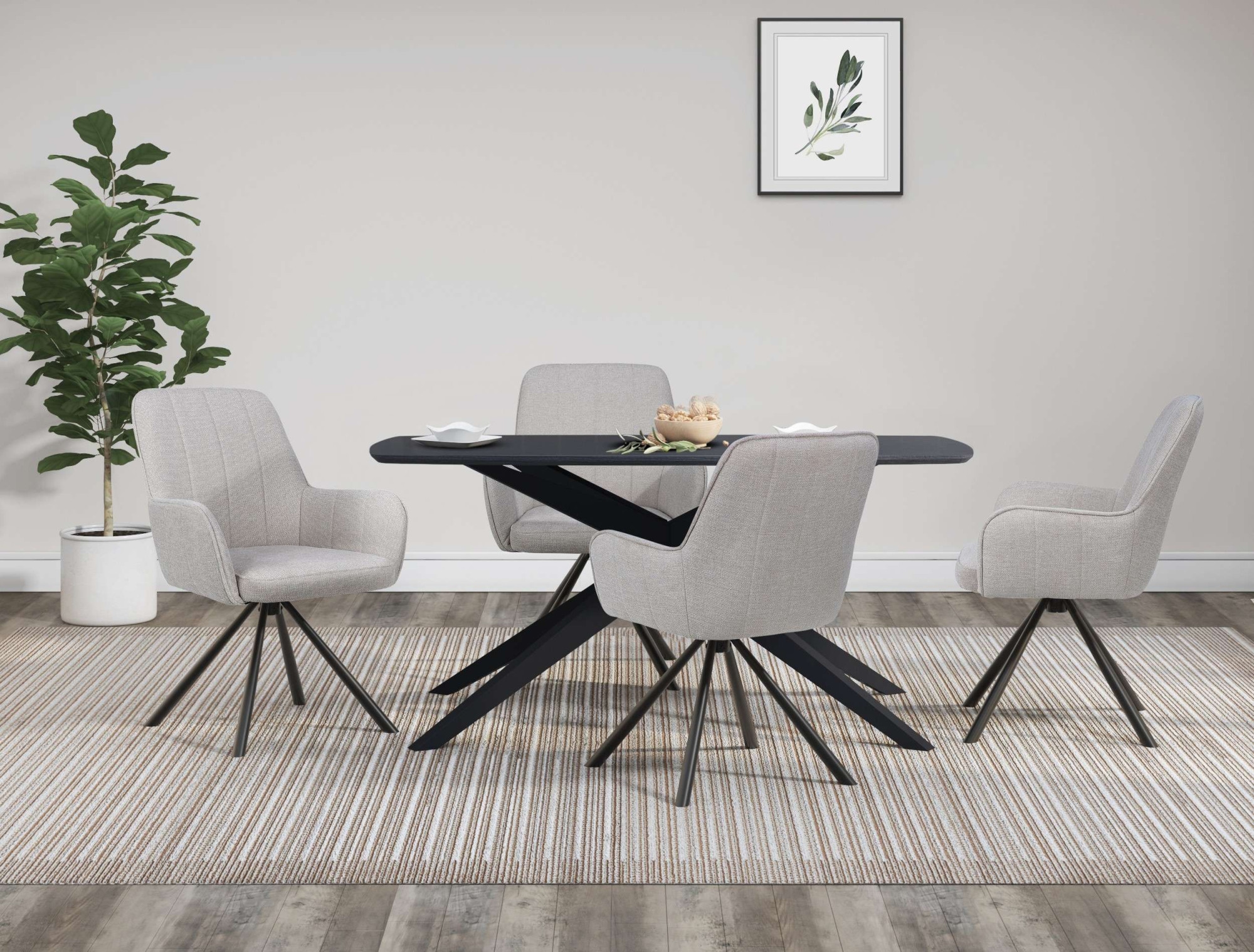 GOODproduct Esstisch »Dakona« Tischplatte mit Holzstruktur, schwarze Metallbeine, Höhe 76 cm