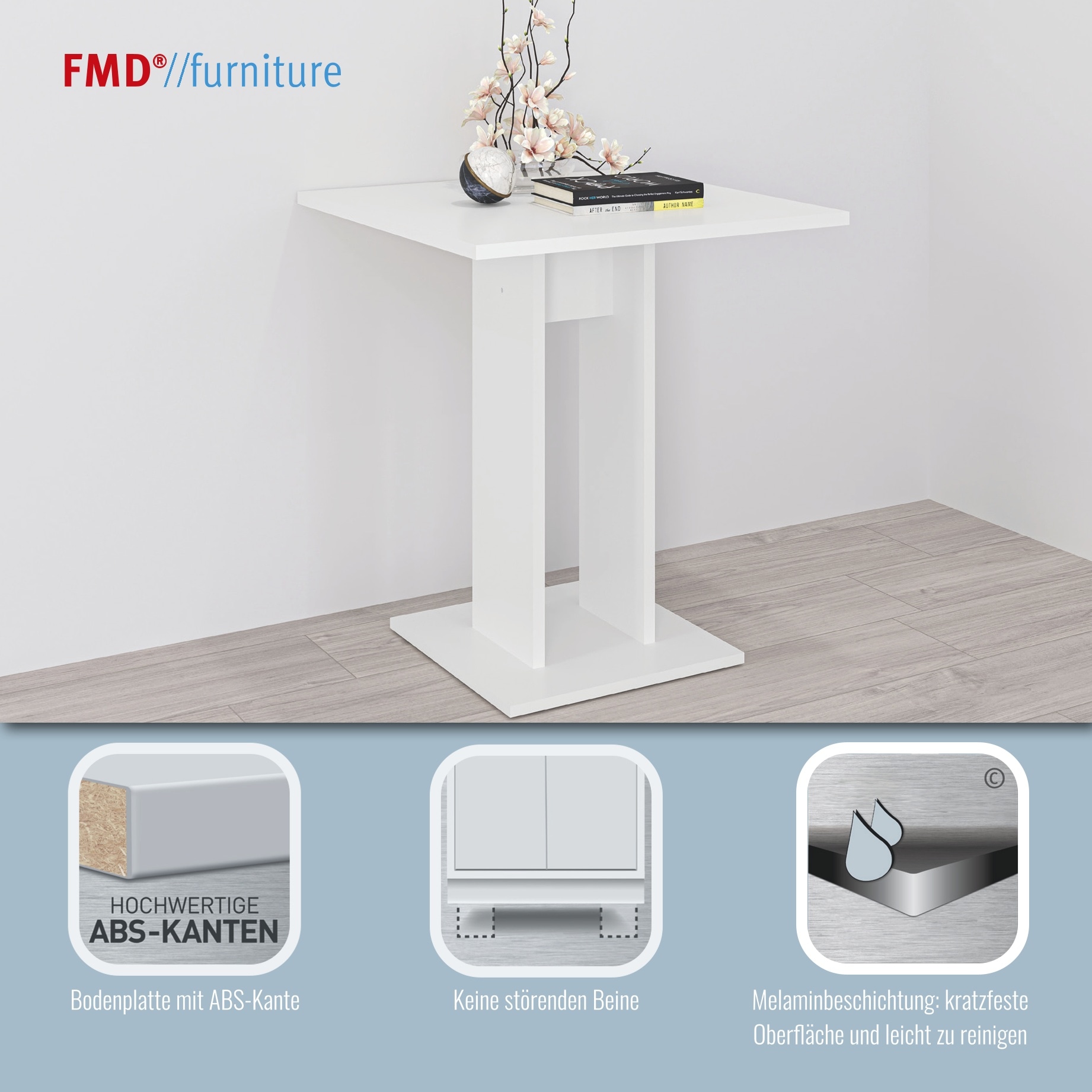 FMD Table de salle à manger »Bandol 1« Küchentisch quadratisch, mit stabilem Standfuss, Höhe: 78 cm