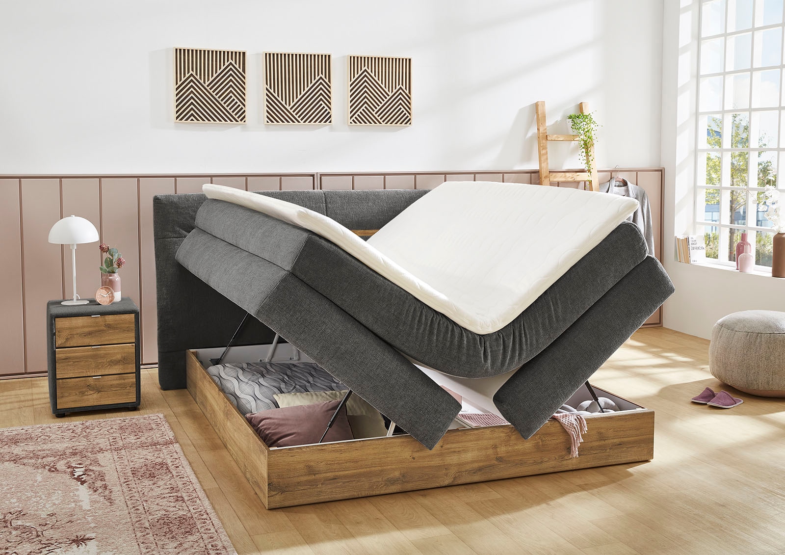Jockenhöfer Gruppe Lit boxspring »Nika erhältlich in der Grösse 180x200cm« avec coffre de lit, matelas 7 zones, surmatelas, plusieurs degrés de fermeté au choix