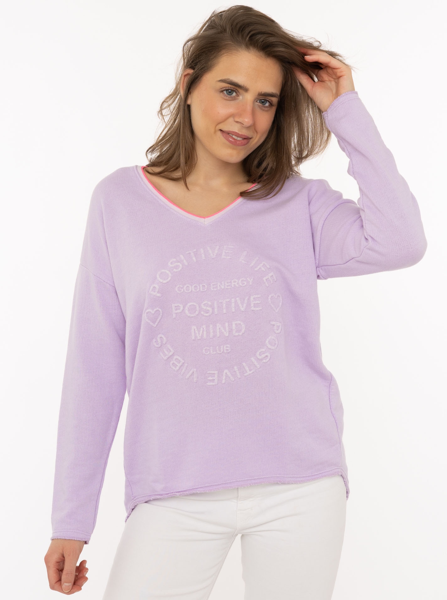 Zwillingsherz Sweatshirt »Positive Mind«, mit Kontrastnaht in Neonfarbe
