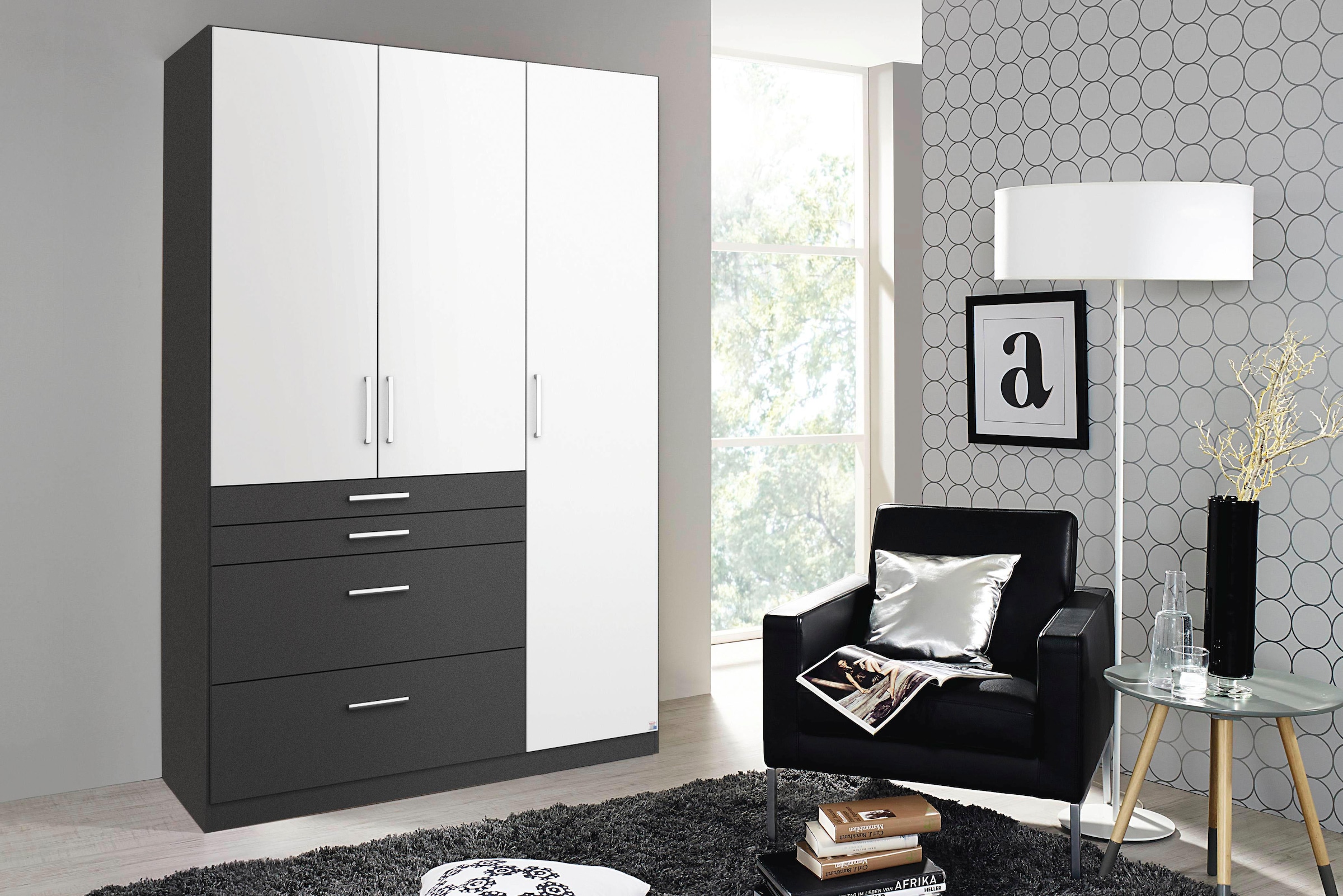 rauch Armoires à vêtements »Harburg Drehtürenschrank Schlafzimmerschrank mit viel Stauraum« tiroir supérieur avec compartiments pratiques MADE IN GERMANY
