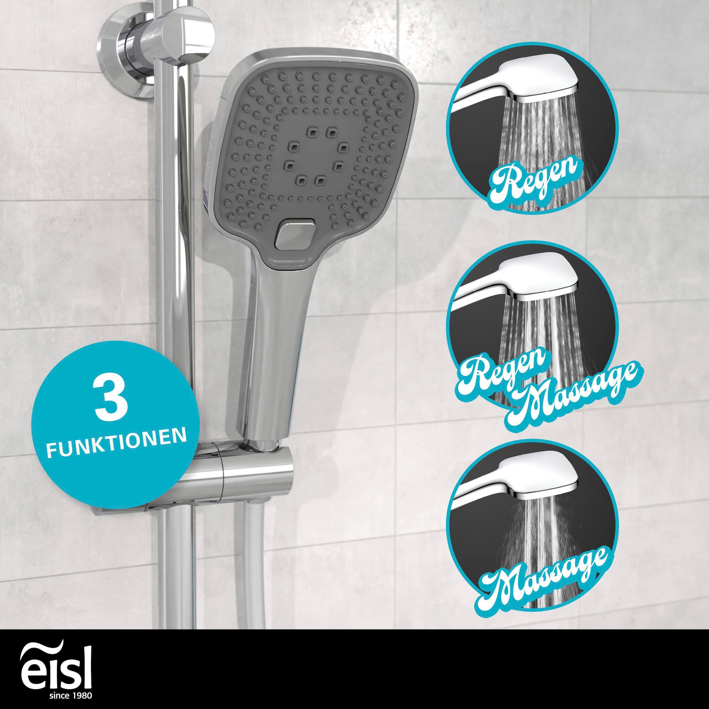 Eisl Brausegarnitur »EASY DELUXE« Regendusche, Antikalk, höhenverstellbar, inkl. Duschabzieher