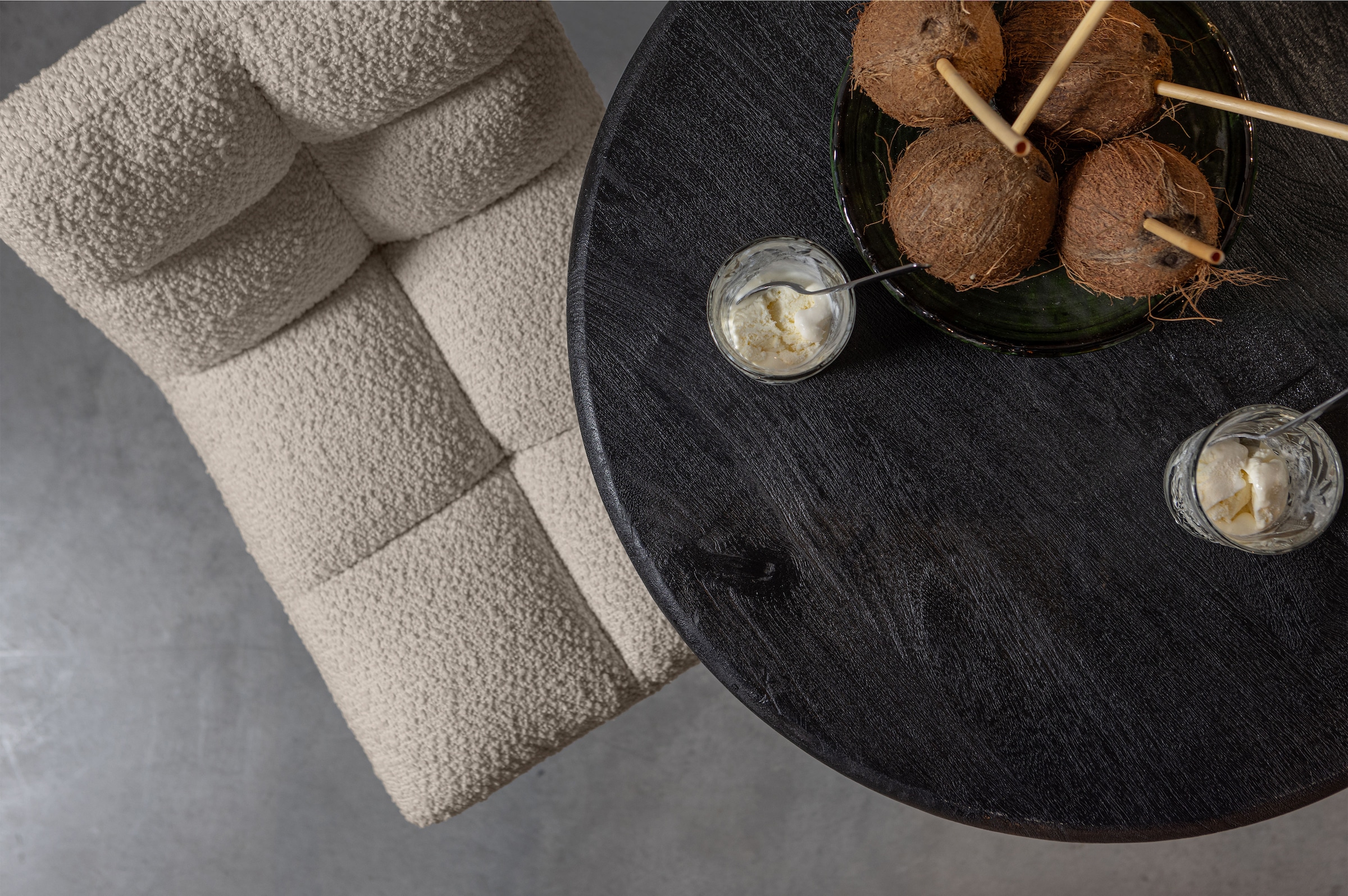 WOOOD Tabouret de bar »Vinny mit Bouclé-Bezug höhenverstellbar, B 44 x T 58 x H 114 cm« Ensemble, 2 cuis tlg. Hauteur d'assise de 60 à 80 cm, capacité 100 kg, mécanisme pivotant