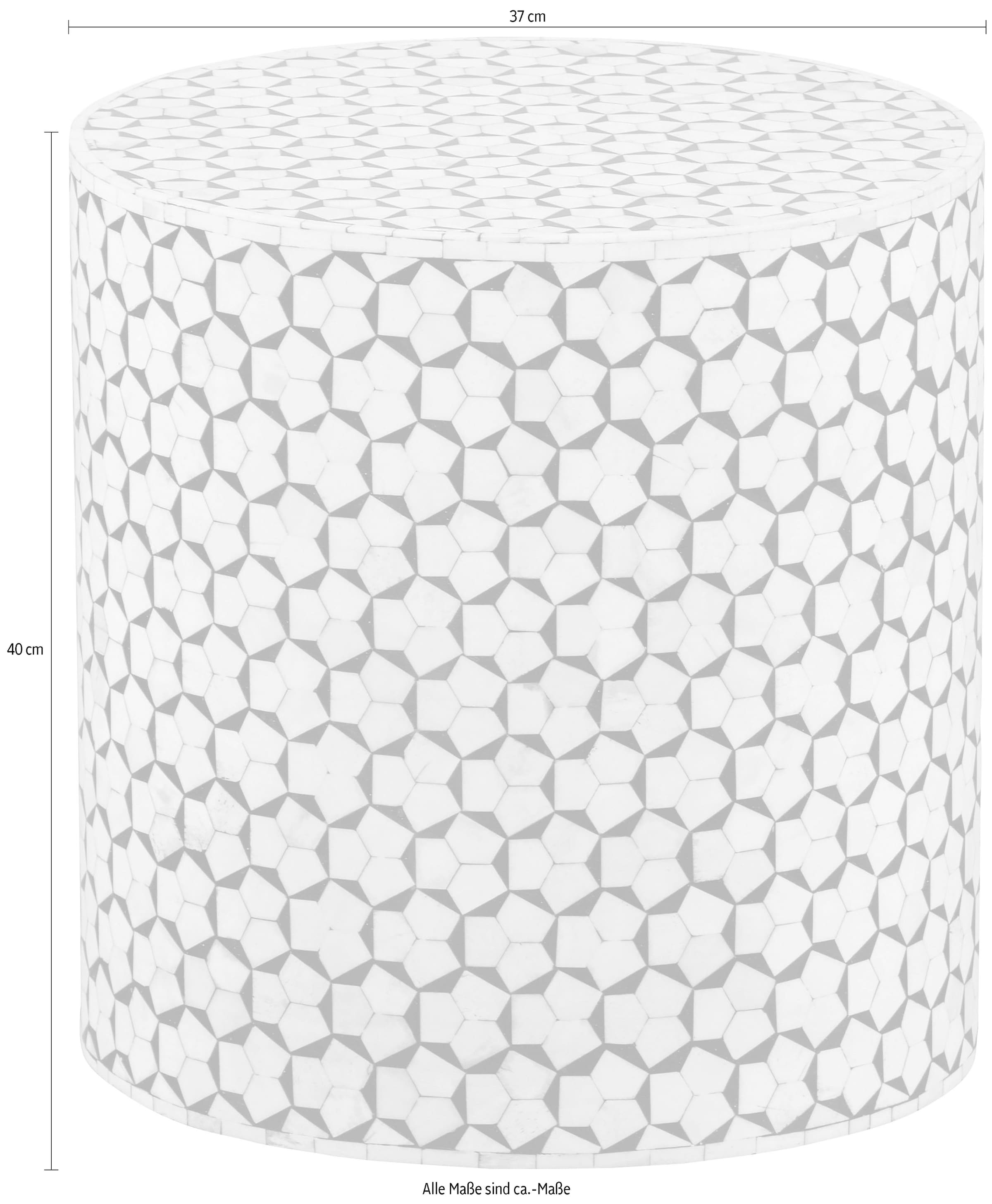 WOOOD Beistelltisch »Neva« mit edlem grafischen Muster, H 40 cm x Ø 37 cm
