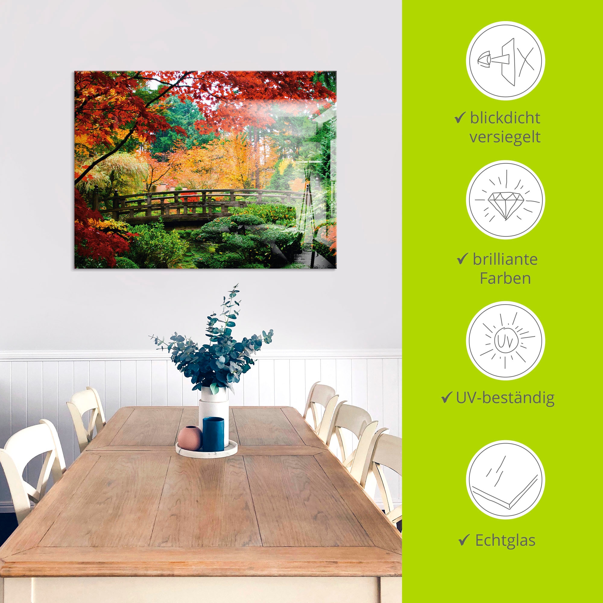 Artland Glasbild »Eine Brücke im japanischen Garten« Brücken 1 Stk. tlg. in verschiedenen Grössen