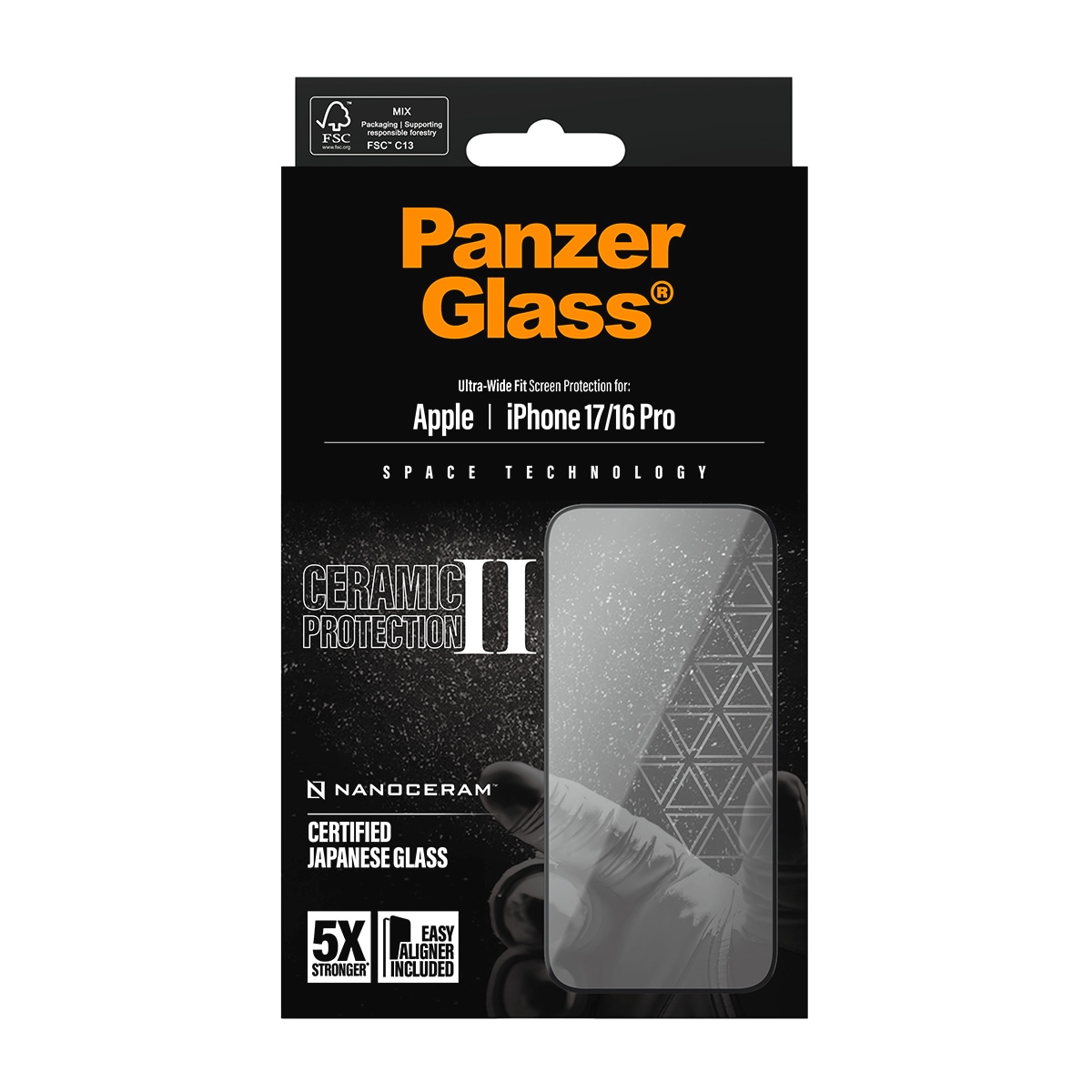 CARE by PanzerGlass Verre de protection d'écran »Ceramic II Ultra-Wide Fit Screen Protector« für Apple iPhone 17;Apple iPhone 16 Pro Displayschutzfolie, Schutzfolie, Bildschirmschutz, kratz- & stossfest