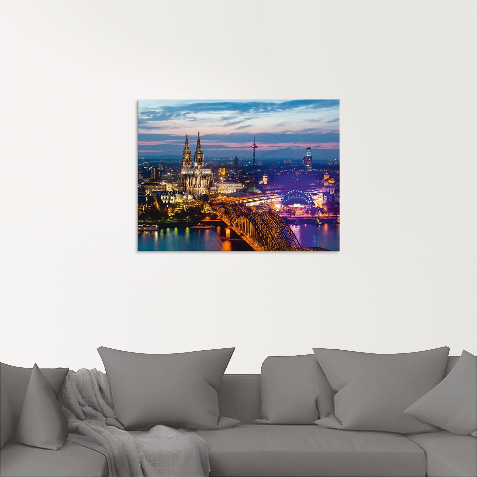 Artland Glasbild »Köln Panorama am Abend« Deutschland 1 Stk. tlg. in verschiedenen Grössen