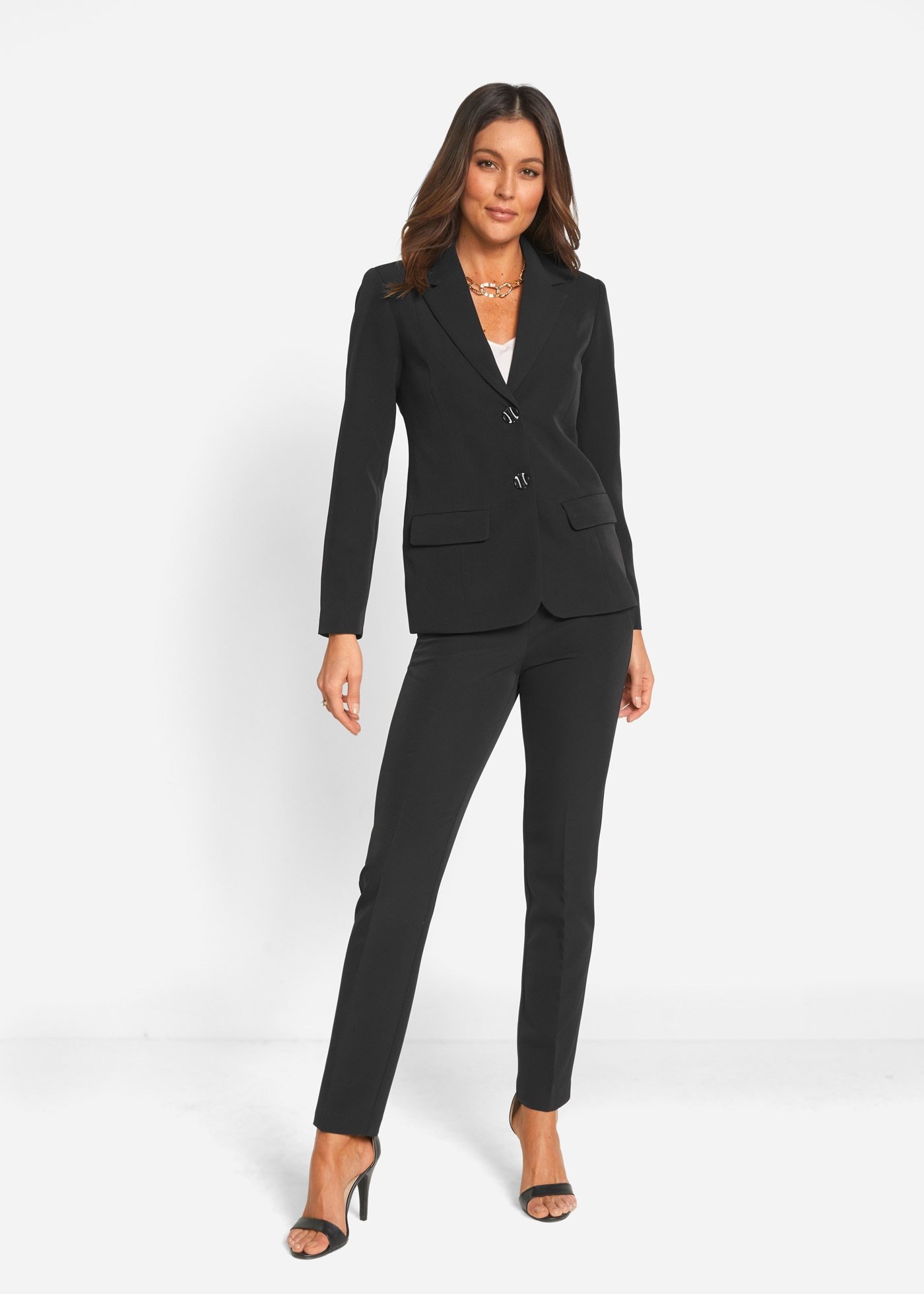 bonprix Tailleur pantalon »Hosenanzug (2-tlg.Set)« Set, 2 tlg. étroit bestehend aus Blazer und Hose, vollständig gefüttert, schmale Passform
