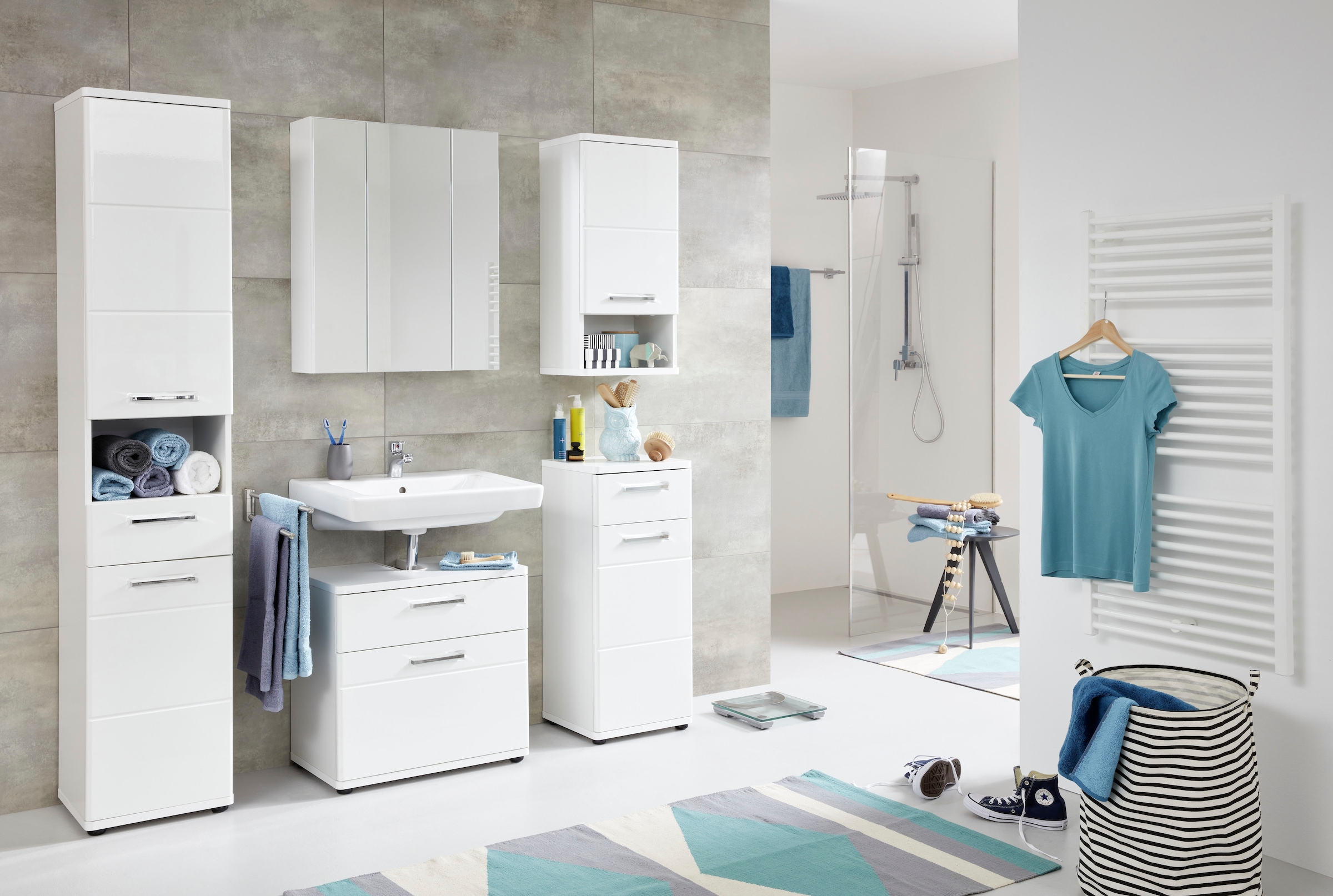 welltime Unterschrank »Mora« Standschrank mit 1 Tür & 1 Schublade - (B/T/H) 37/34/87 cm