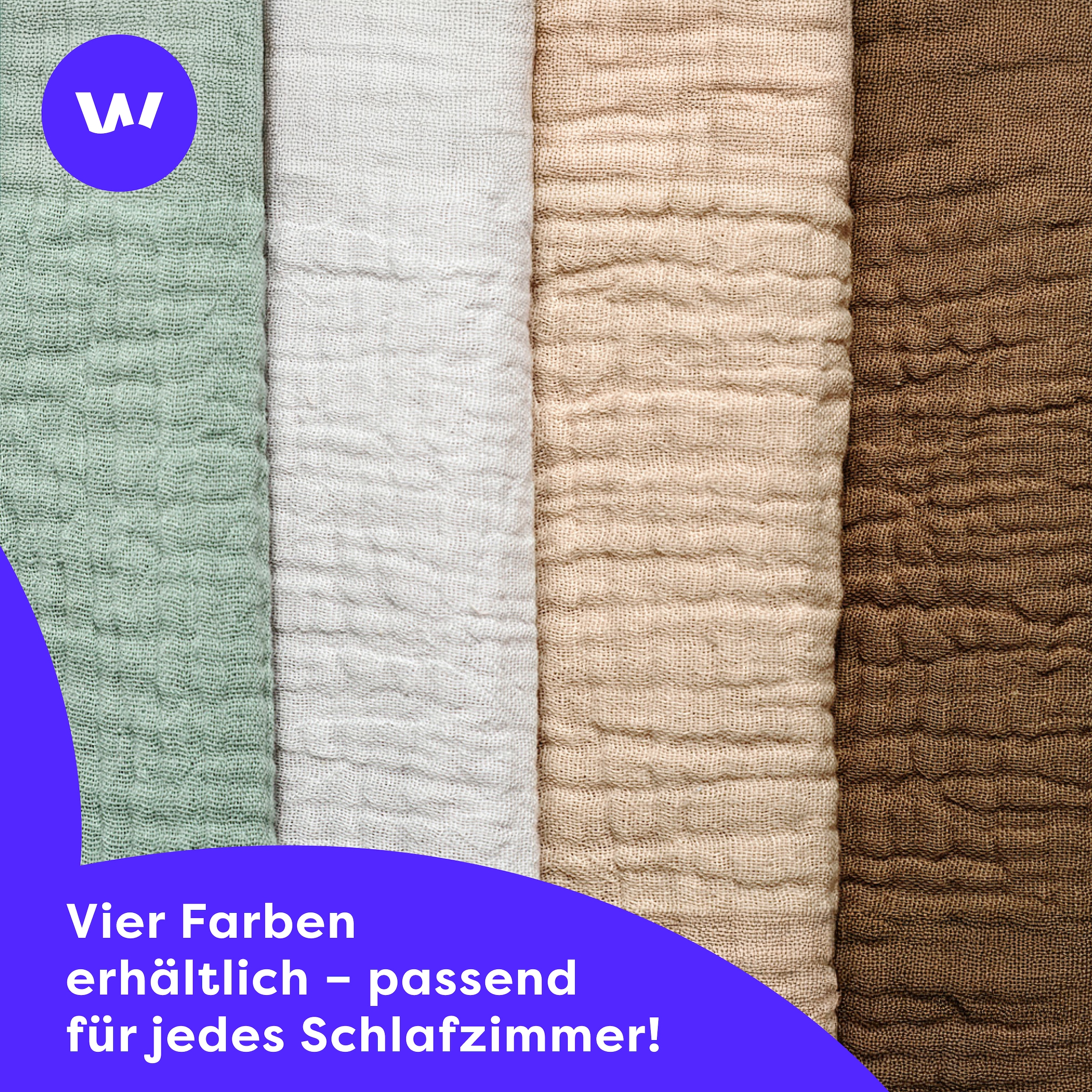 Wolkenfeld Housse de coussin »Wolkenfeld Musselin Kissenbezug 40x80 - 80x80 cm mit Reissverschluss« aus 100% Baumwolle – Weich, Atmungsaktiv & Hautfreundlich