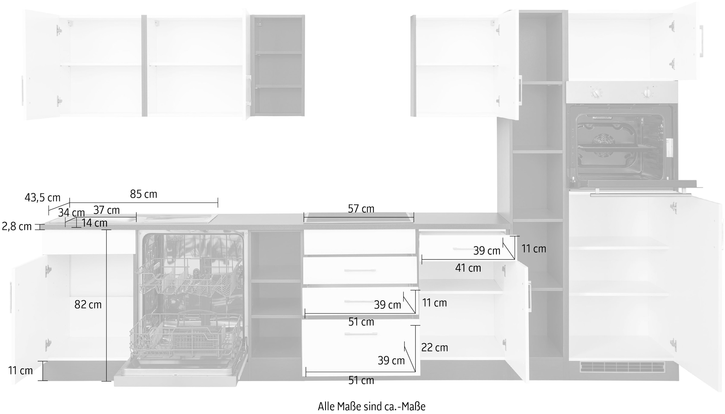 KOCHSTATION Kitchenette »KS-Paris â€“ Küchen mit einzigartigen Fotomotiven auf den Fronten« largeur 340 cm, au choix avec appareils électriques et induction