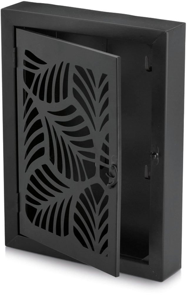 Zeller Present Tableau à clés »Schlüsselkasten "Leaves", Metall, schwarz« Blattmuster, robust, mit 6 Haken