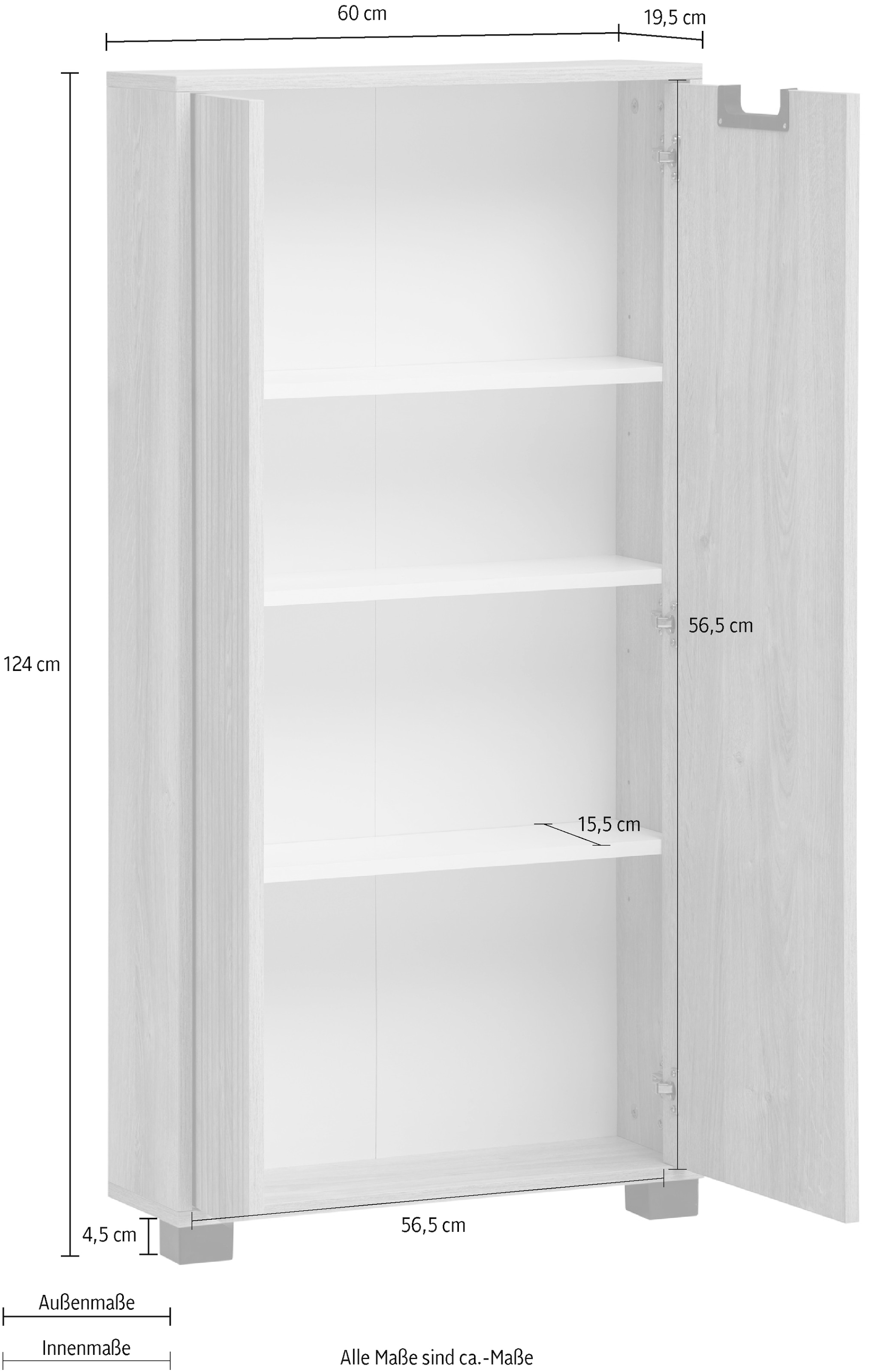 Schildmeyer Midischrank »Emmik, Breite 60 cm, platzsparend, verstellbare Einlegeböden« Made in Germany