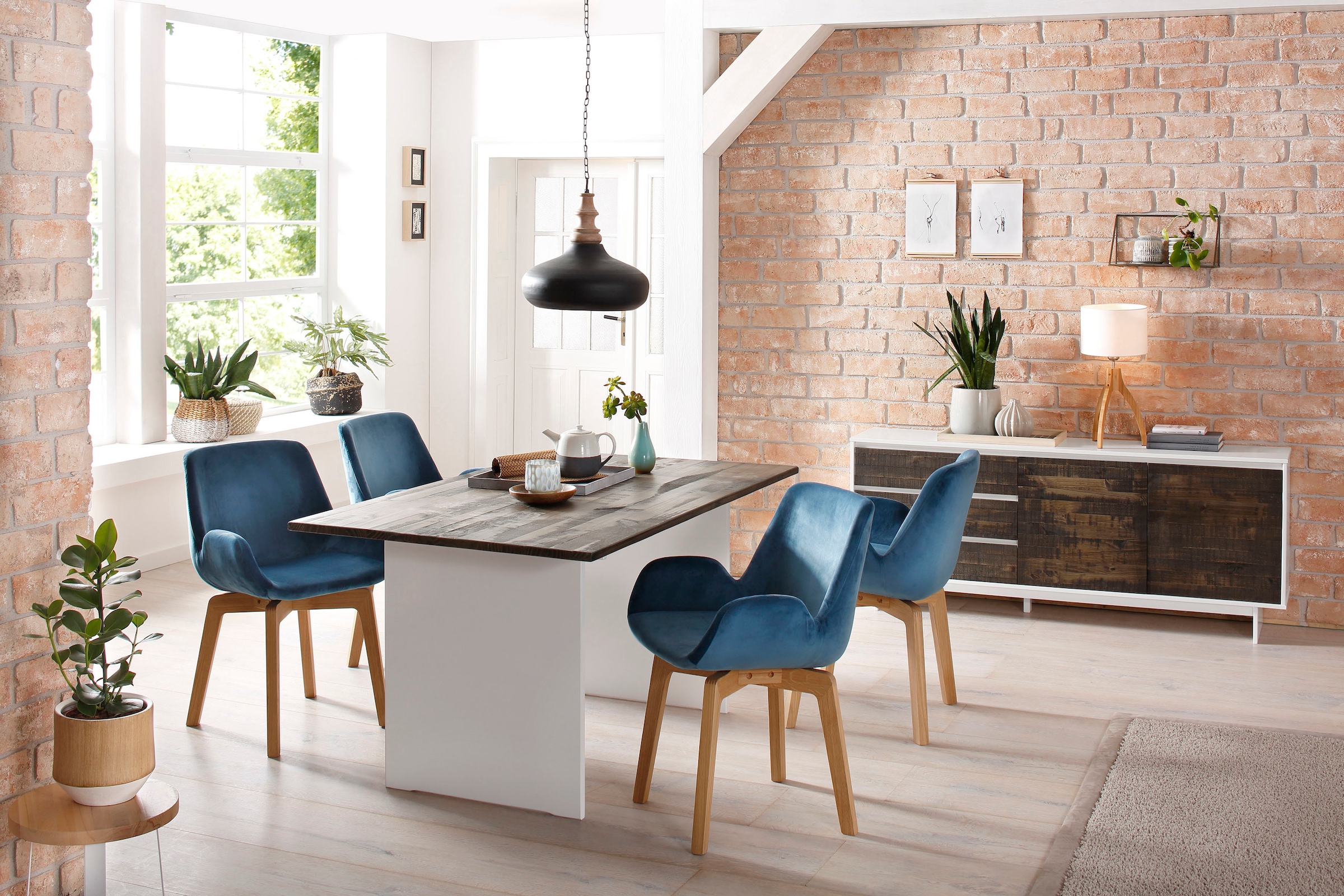 Home affaire Table de salle à manger »Morgan« aus massivem Kiefernholz, in zwei unterschiedlichen Tischbreiten