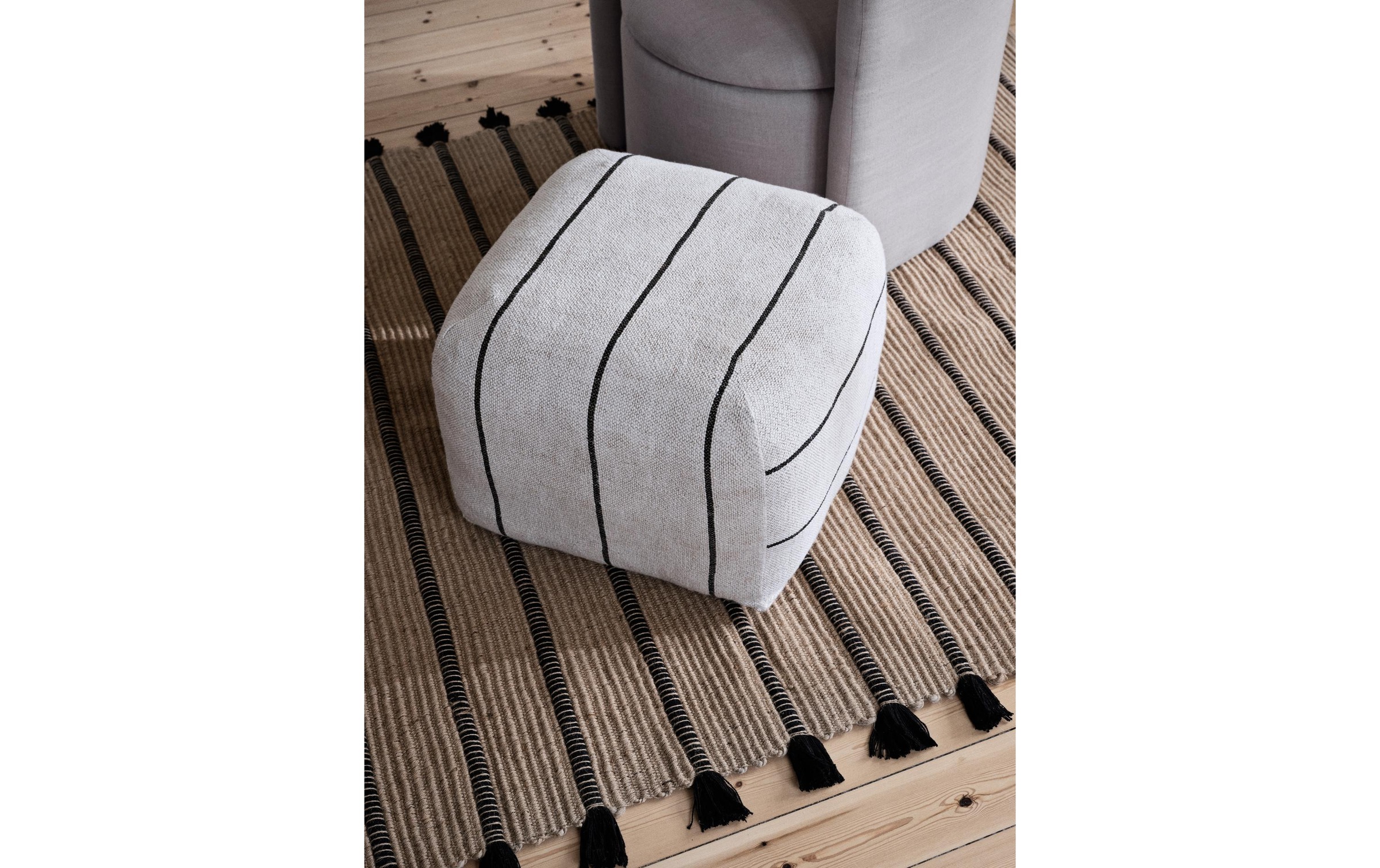 Broste Copenhagen Pouf »Sigrid Baumwolle (CO)/Leinen/Polyester (PES), Beige«