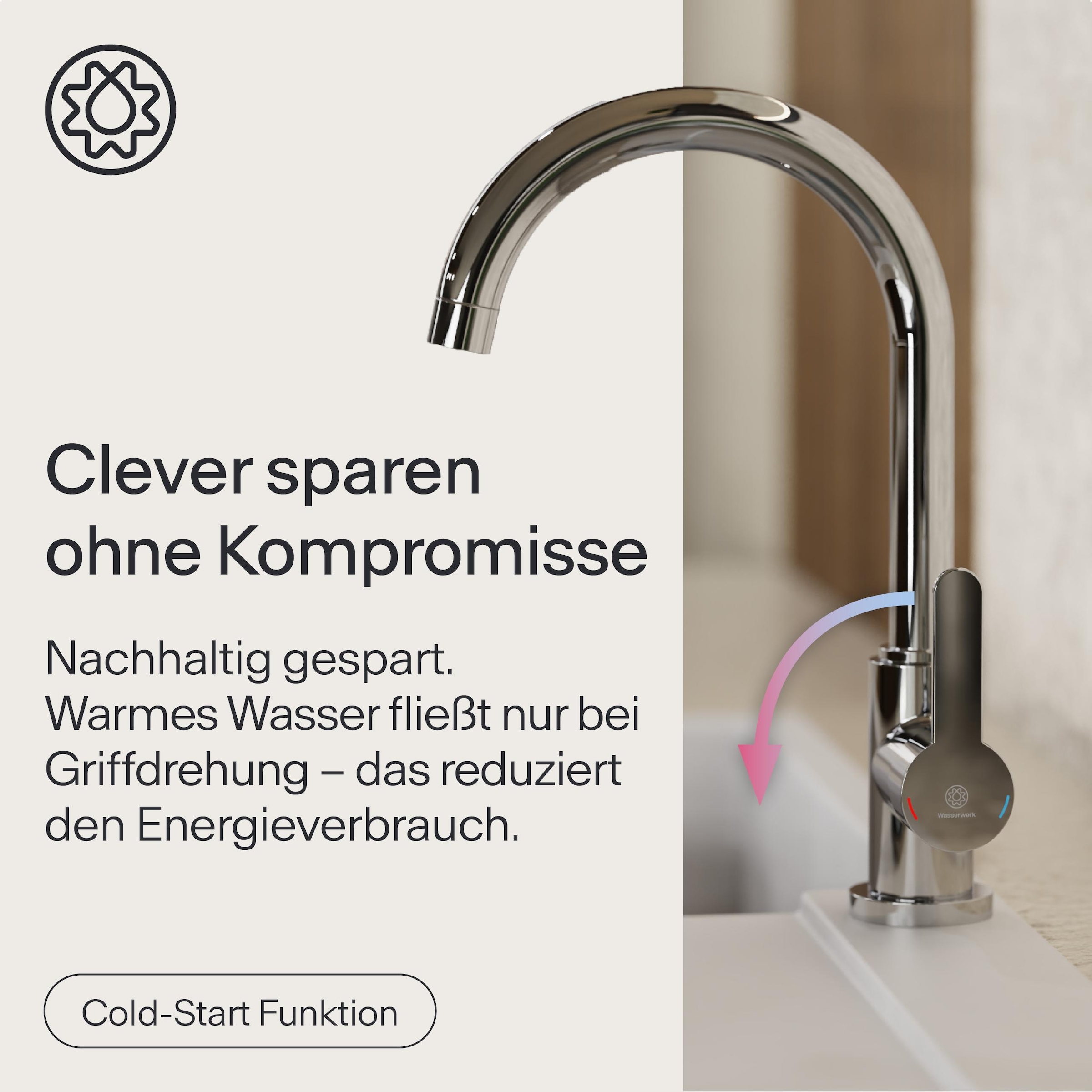WASSERWERK Robinet d'évier »WK 5, Wasserhahn, Küche, Einhebelmischer« pivotant à 360°, fonction Cold-Start, silencieux