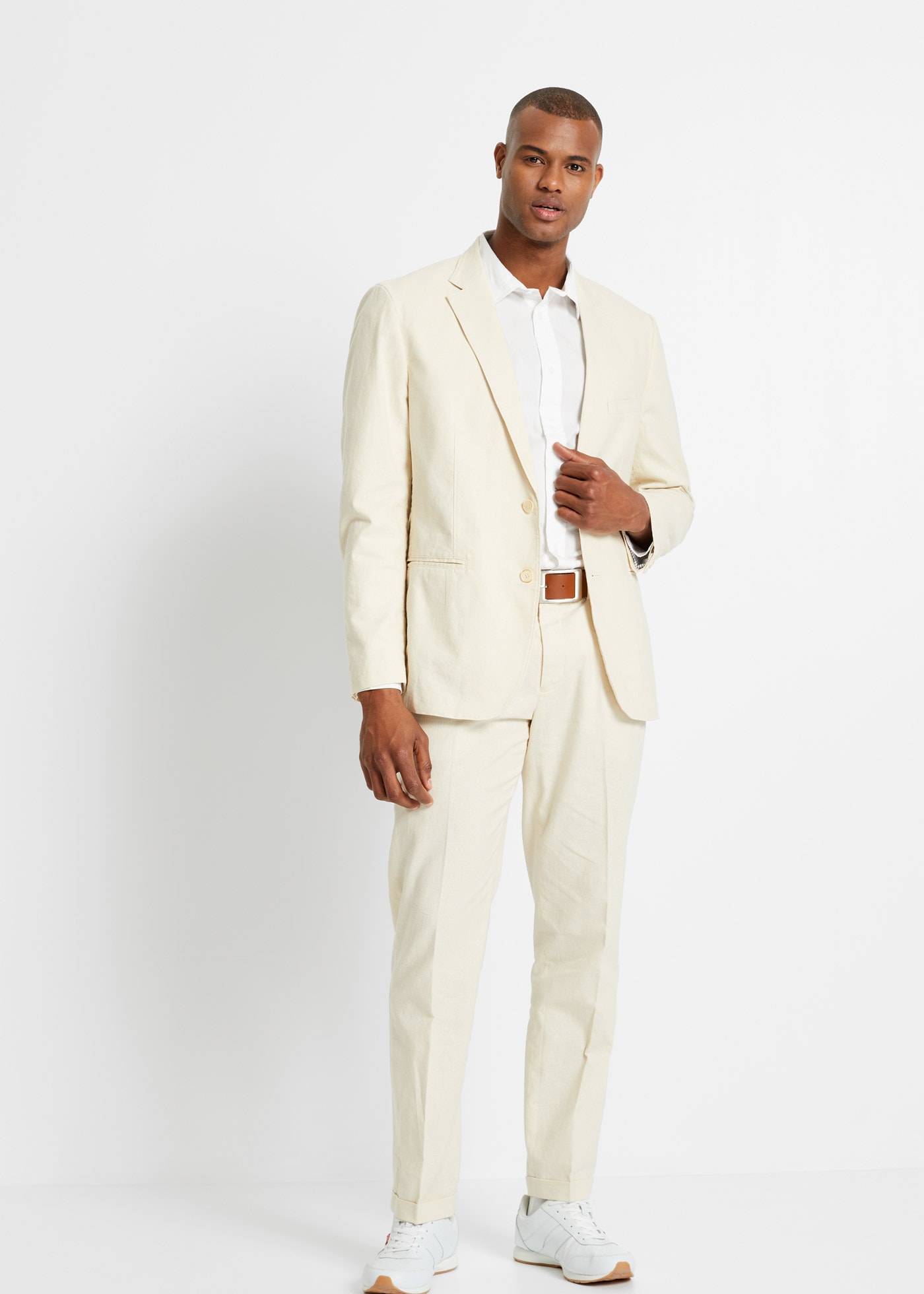 bonprix Costume »Anzug aus luftigem Leinen-Mix (2-tlg.Set), Regular Fit« Set, 2, 2 cuis tlg. zweiteiliges Set mit Sakko und Hose, aus Leinen und Baumwolle
