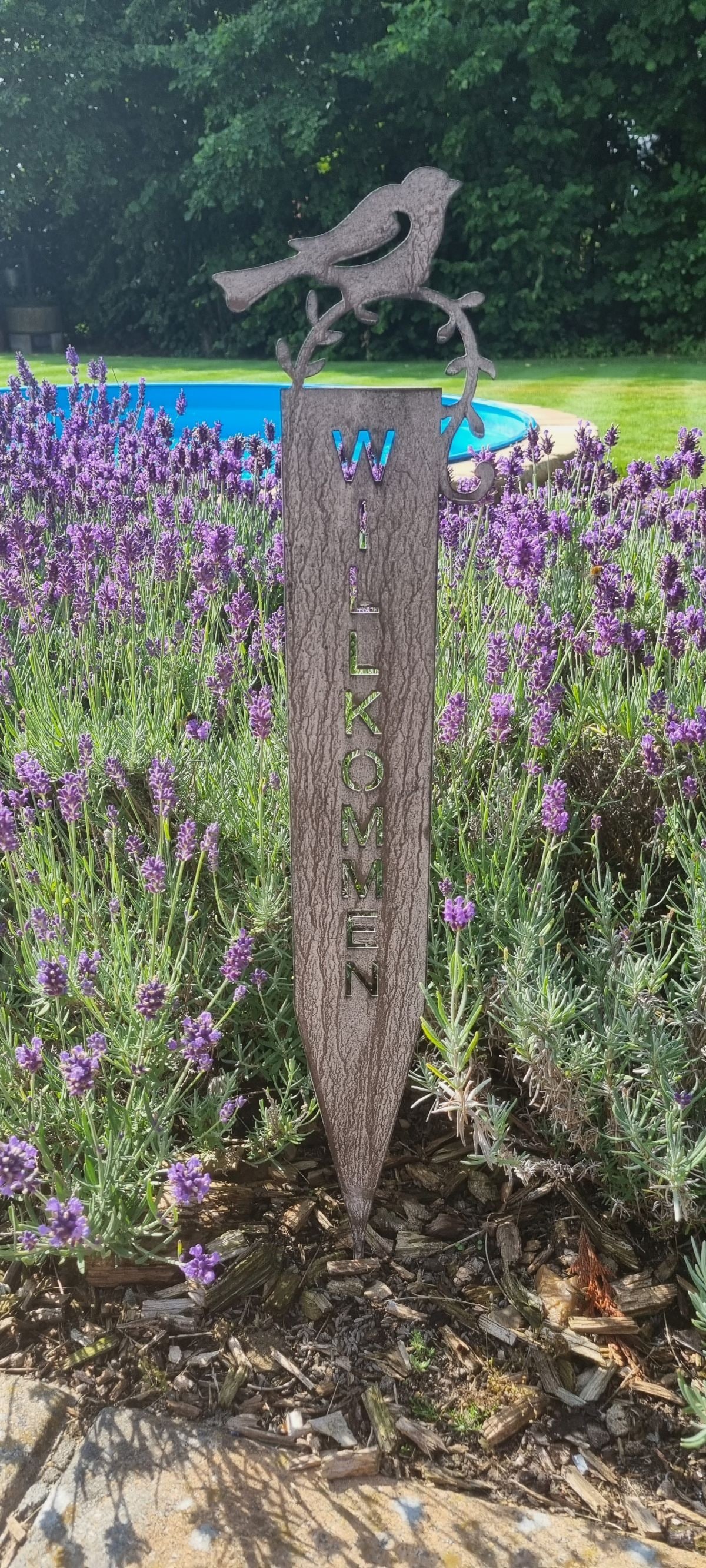 Ambiente Haus Gartenstecker »Willkommen (H) 70cm« mit Vogel und Schriftzug für Aussenbereich