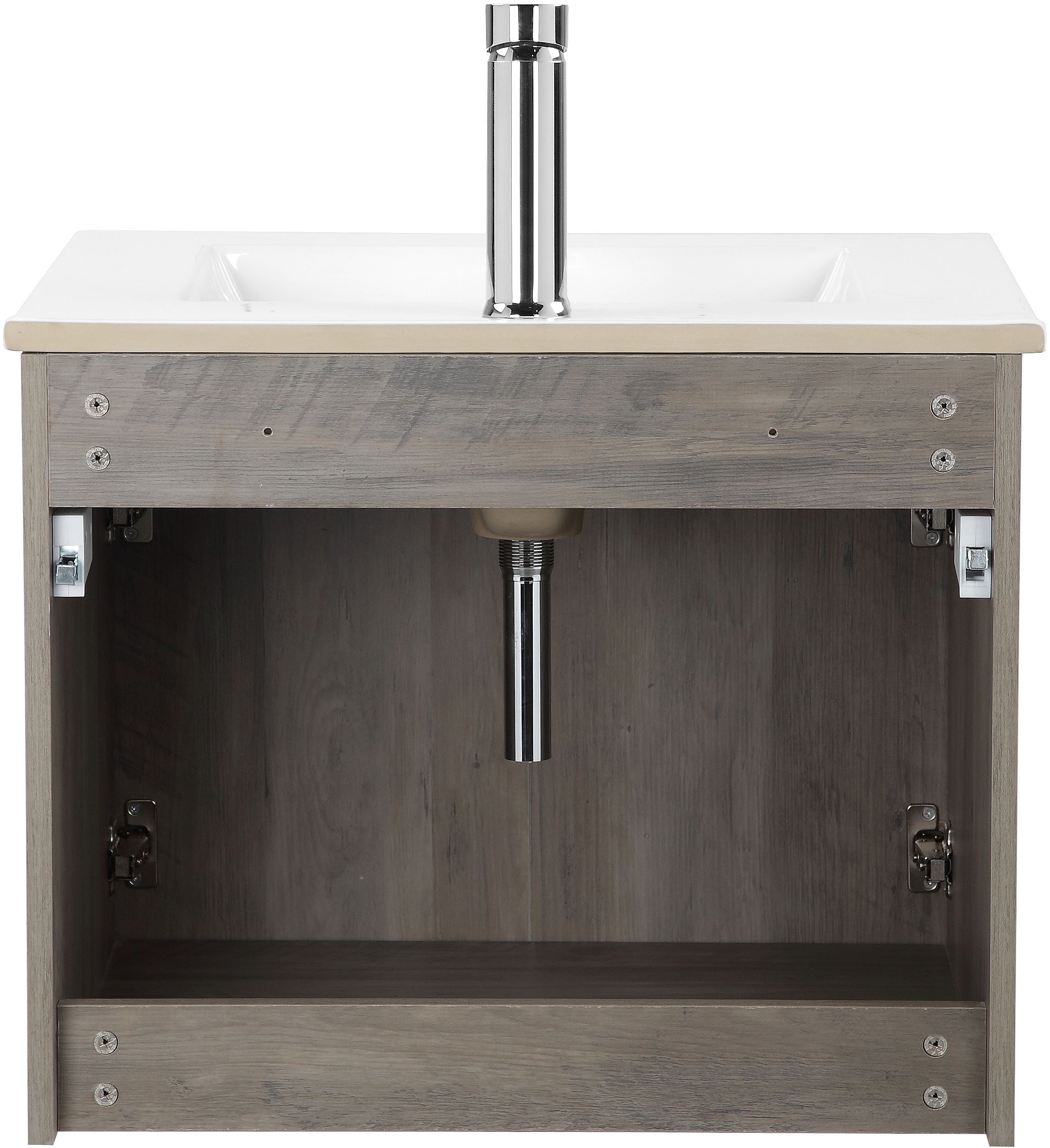 welltime Waschtisch »Florenz, Breite 60cm, 2 Tür, 2 Fächer, MDF-Front« Set, Waschtisch inklusive Waschbecken,  Waschplatz mit 2 Türen,in verschiedenen Farben erhältlich, Badmöbel