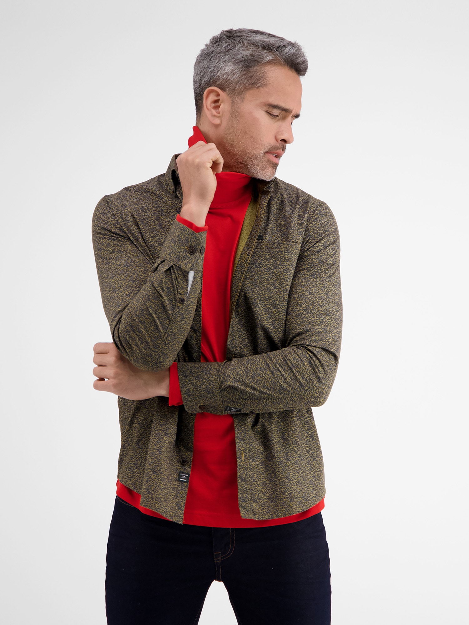 LERROS Langarmhemd »LERROS Poplinhemd mit Alloverprint«