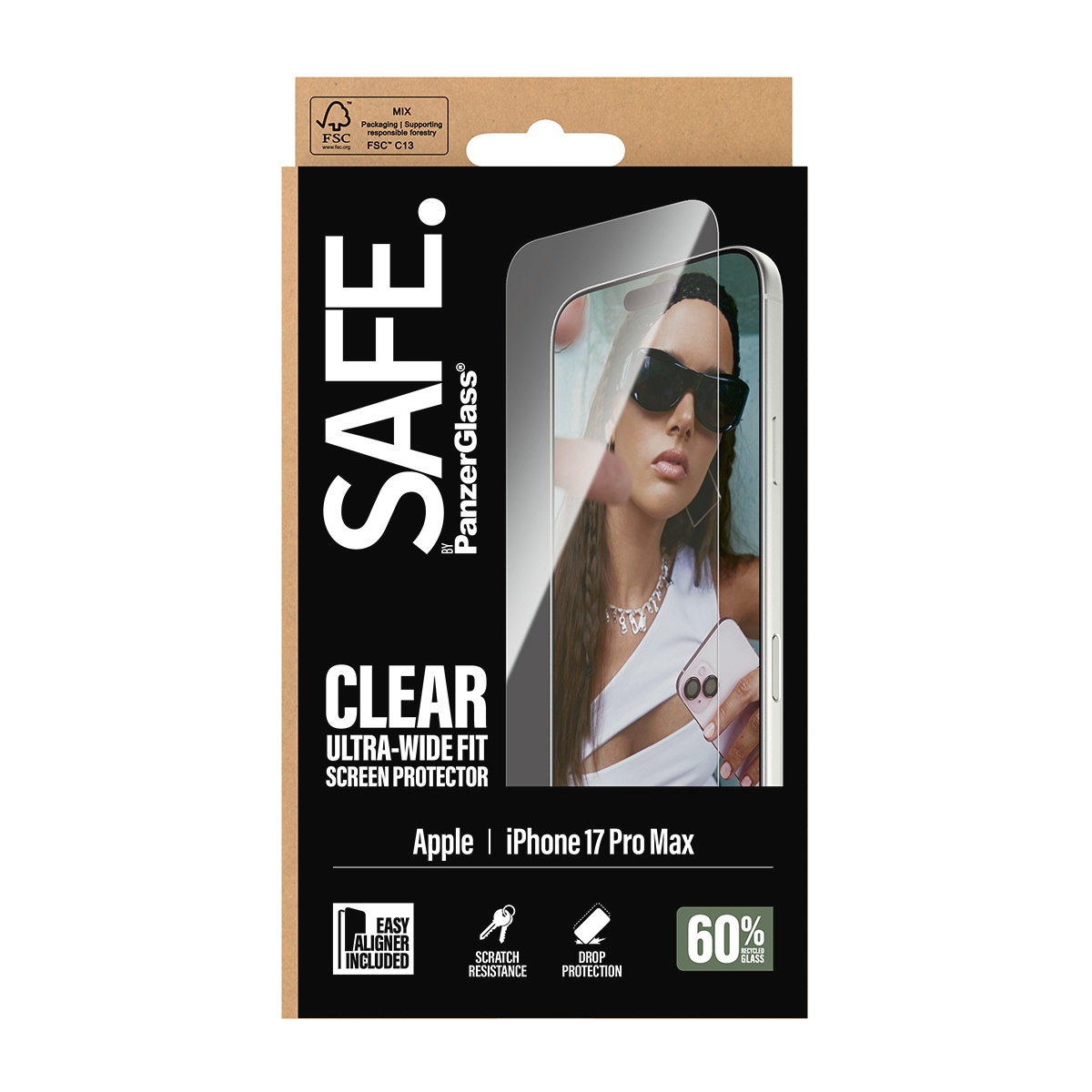 SAFE by PanzerGlass Verre de protection d'écran »Ultra-Wide Fit Screen Protector« für Apple iPhone 17 Pro Max Displayschutzfolie, Schutzfolie, Bildschirmschutz, kratz- & stossfest