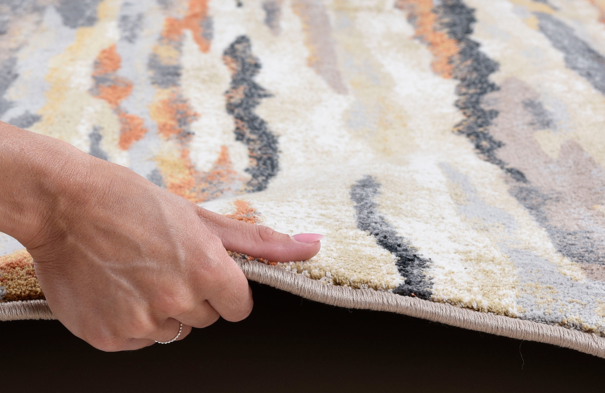 Gino Falcone Teppich »Anna Maria Stripe« rechteckig 20 mm Höhe Kurzflor, modernes Design, Wohnzimmer