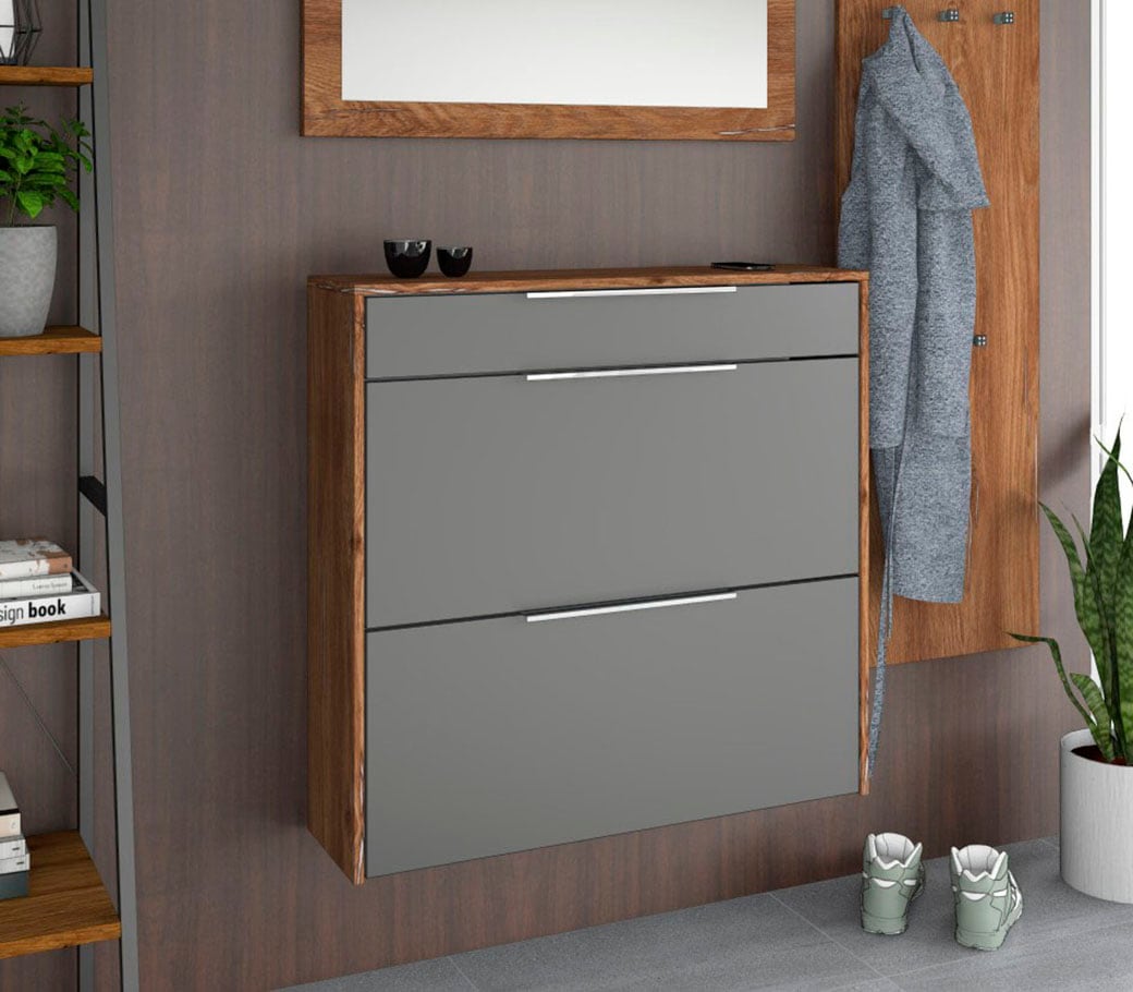 borchardt Möbel Armoire à chaussures »Oliva« Montage murale, montage debout & étagères en verre sous Plus de la série