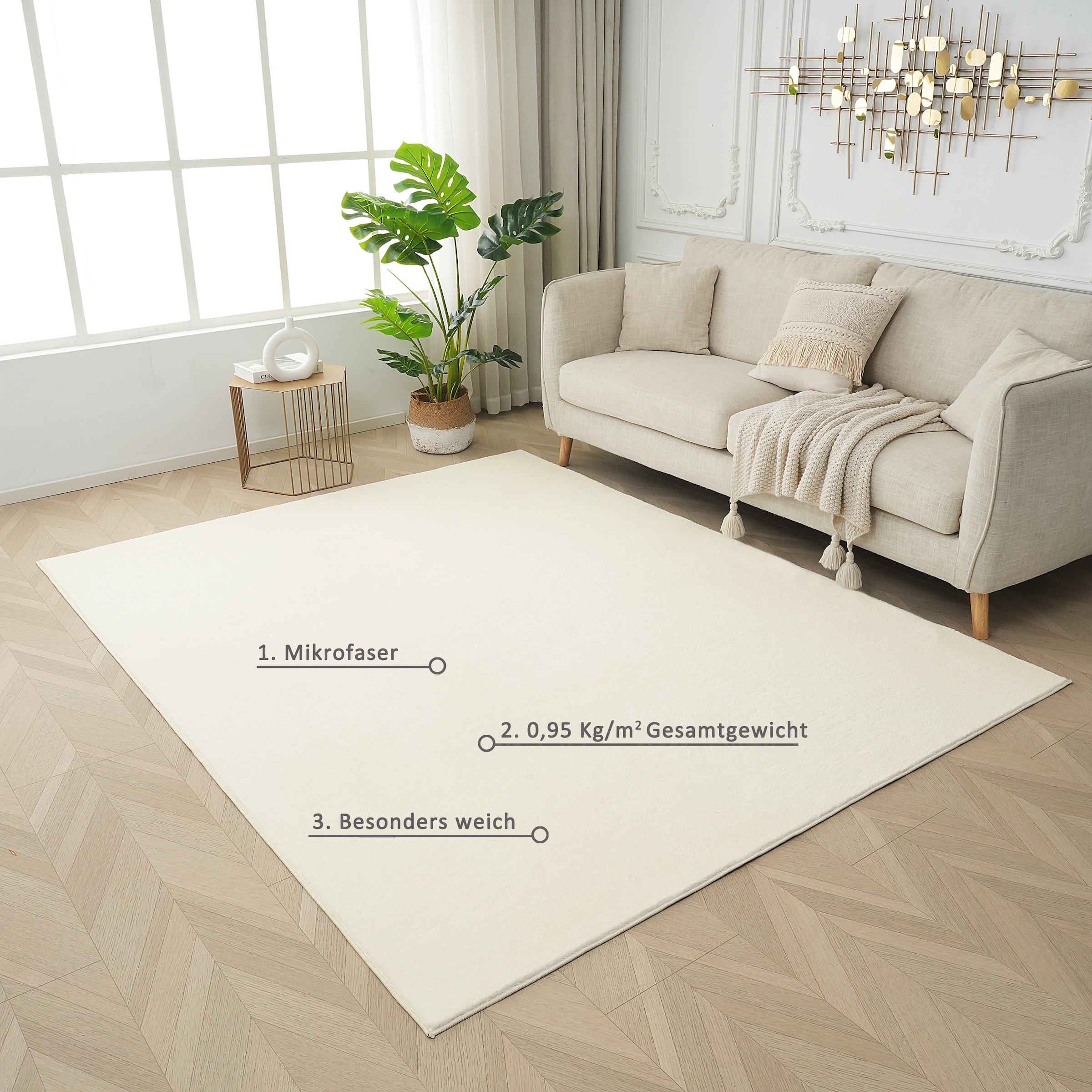 my home Teppich »Cali light, weich, modern, waschbar« rechteckig 13 mm Höhe Uni-Farben, kuschelig, & weich, Wohnzimmer, Schlafzimmer, Esszimmer