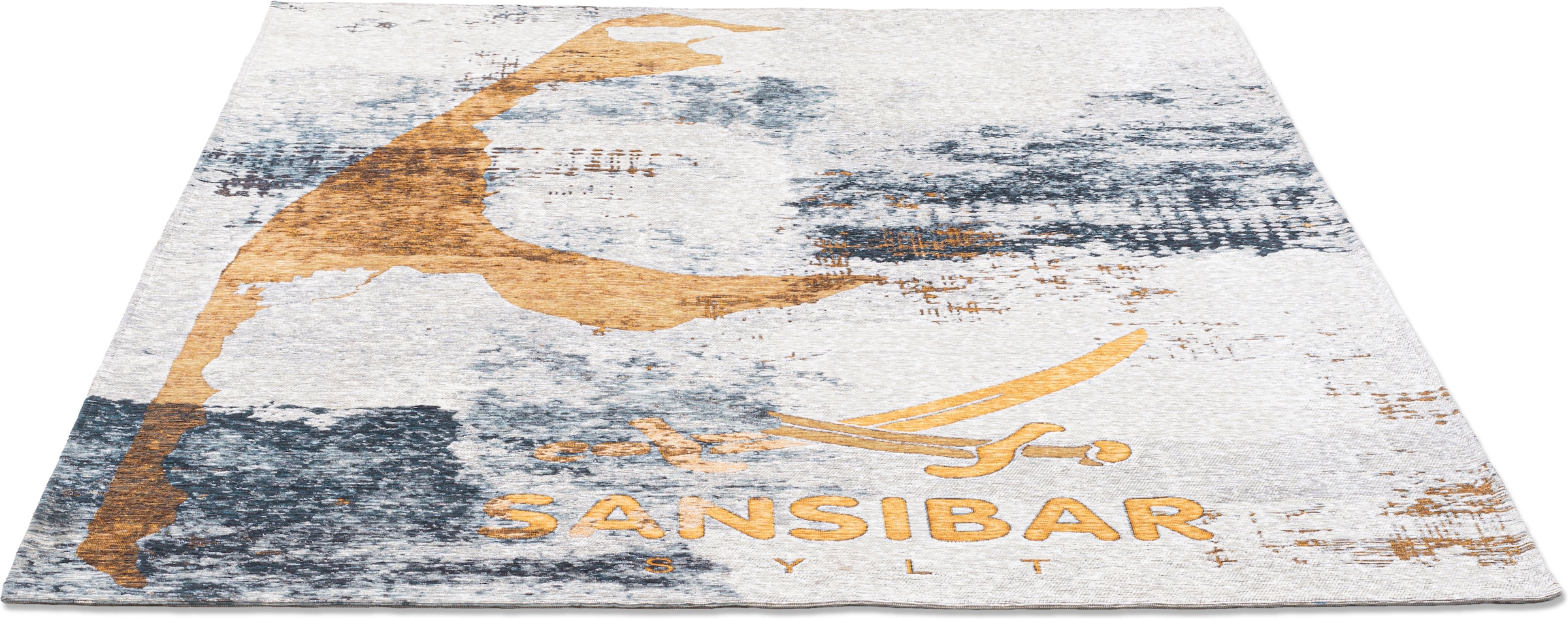 Sansibar Tapis »Keitum 012« Rectangulaire 3 mm Höhe Tissu plat, design moderne, motif Sylt & sabres croisés