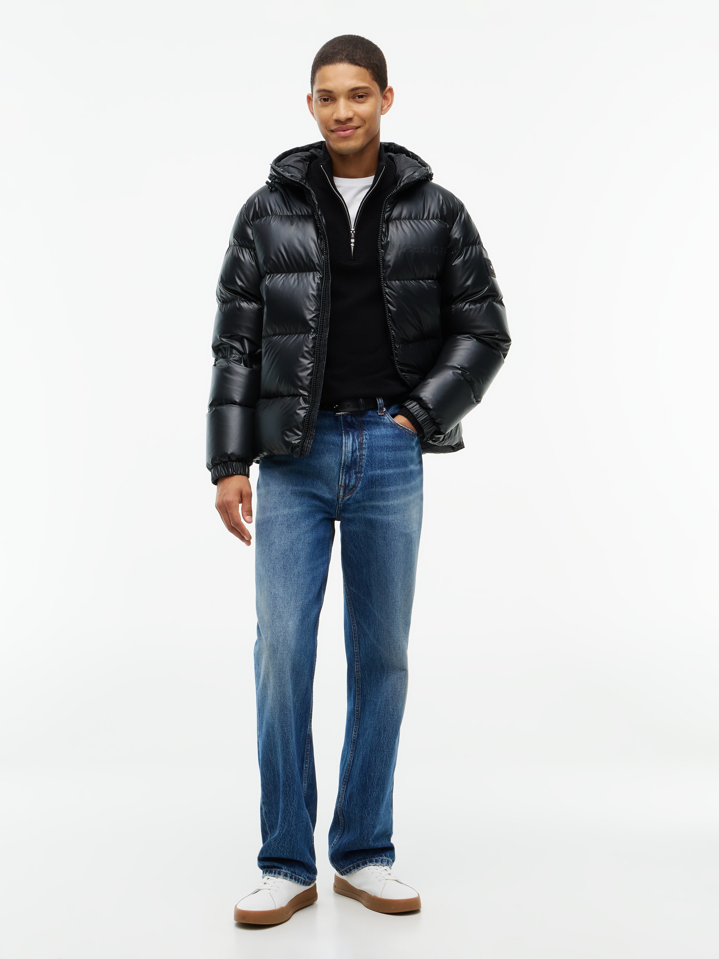 Tommy Hilfiger Daunenjacke »SHINY DOWN HOODED PUFFER« mit Kapuze mit weicher Daunenfüllung