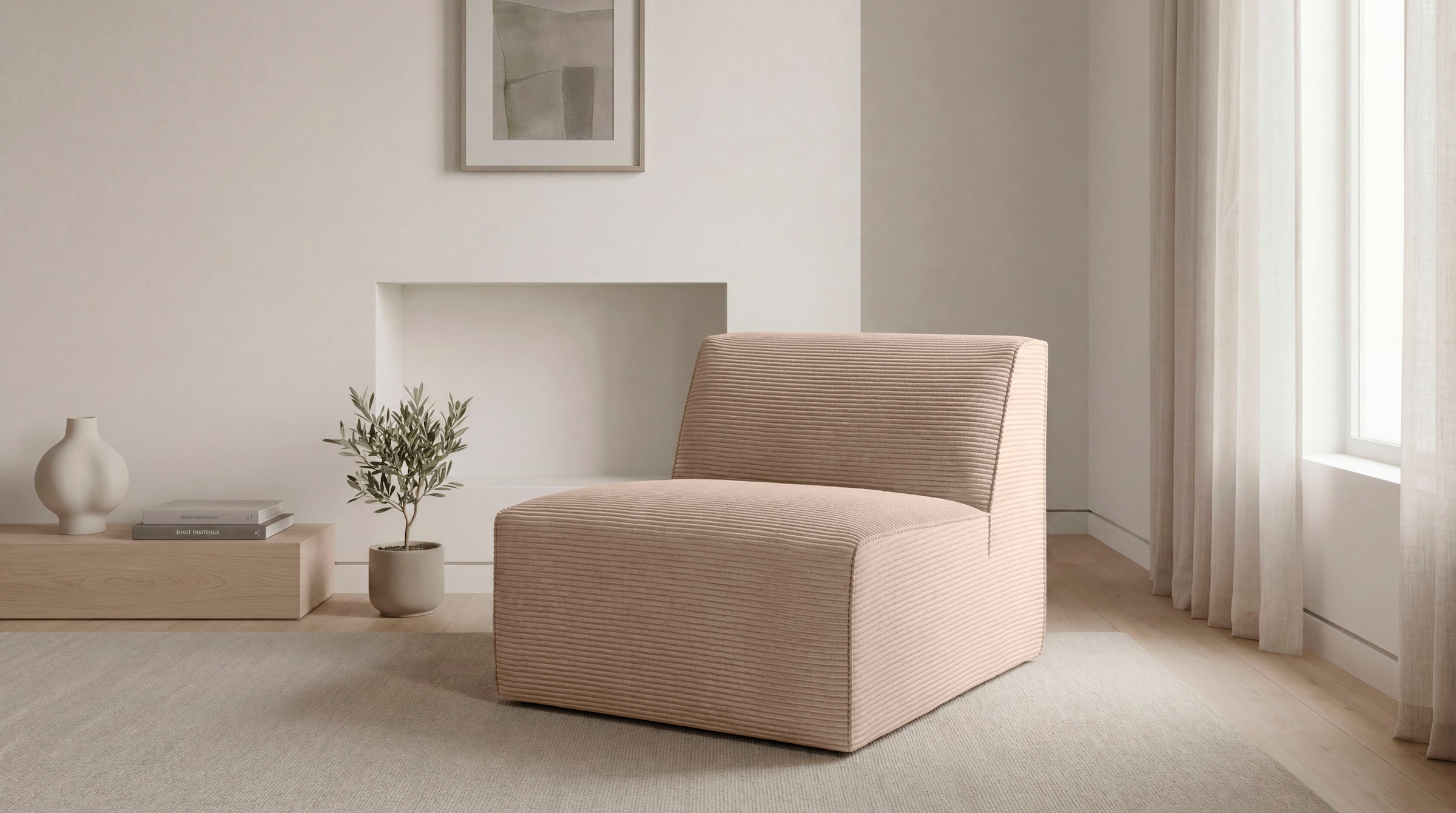 GOODproduct Élément de canapé »Clayton Breite 76 cm« dans une housse en velours côtelé tendance