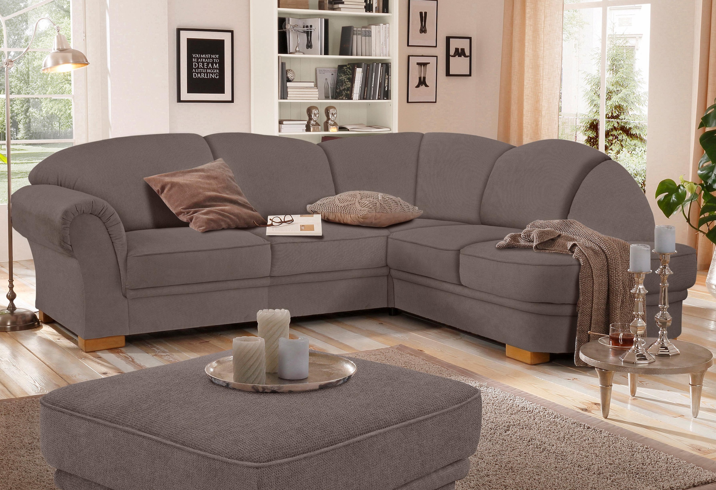 Home affaire Canapé d'angle »Amrum L-Form« wahlweise mit Bettfunktion und Ottomane links/rechts