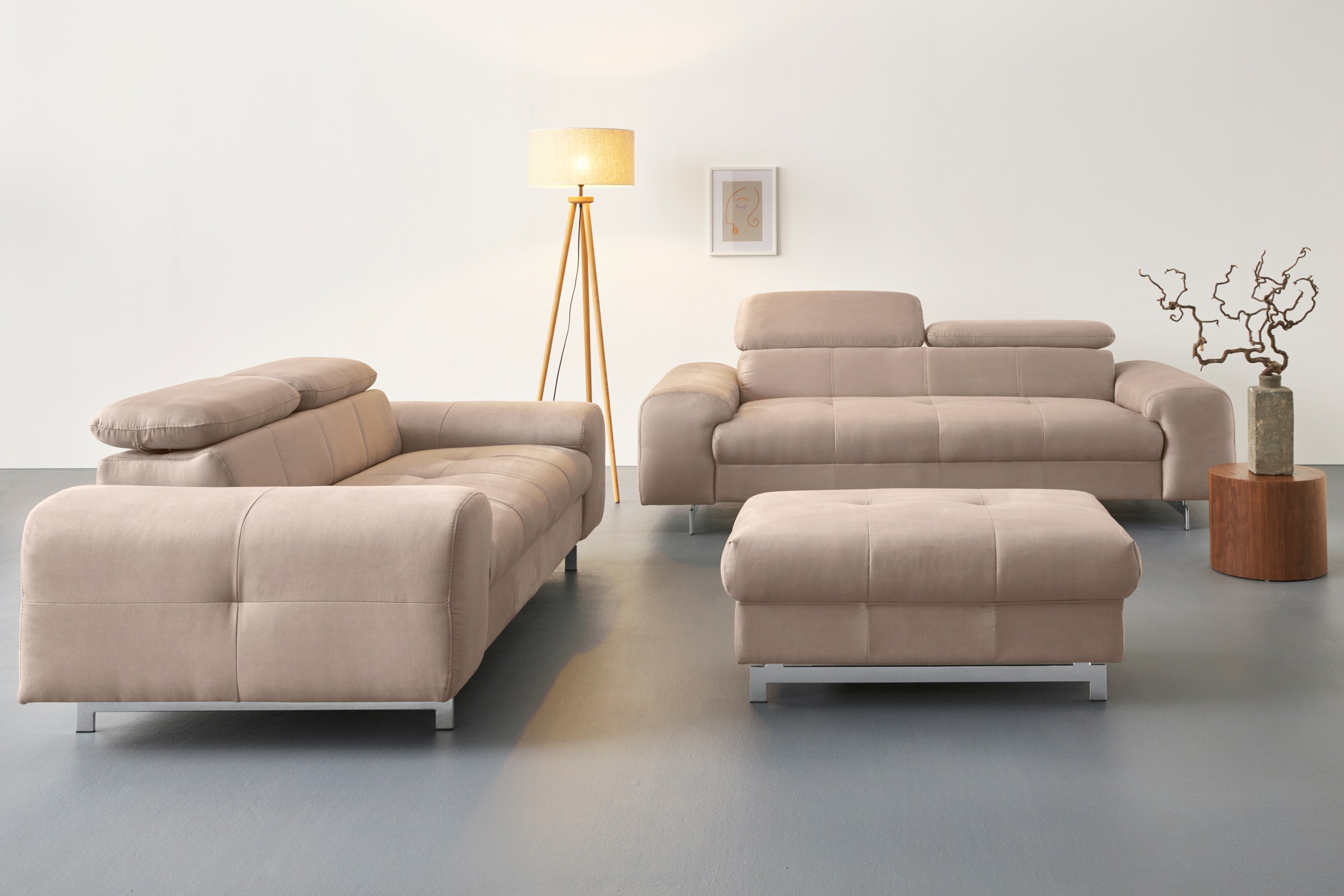 COTTA 2-places »Chef« Big-Sofa mit Kopfteilverstellung, edle Metallkufen