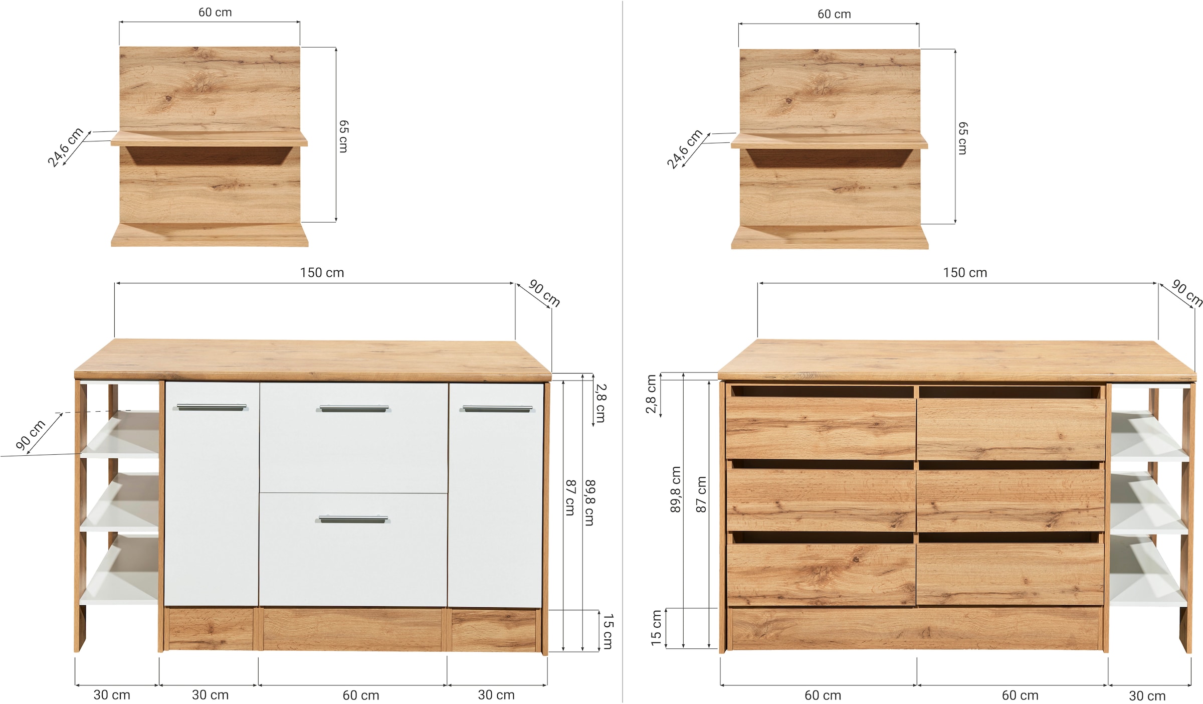 RESPEKTA Kücheninsel »Hilde« Breite 150 cm, inkl. Hängeregal