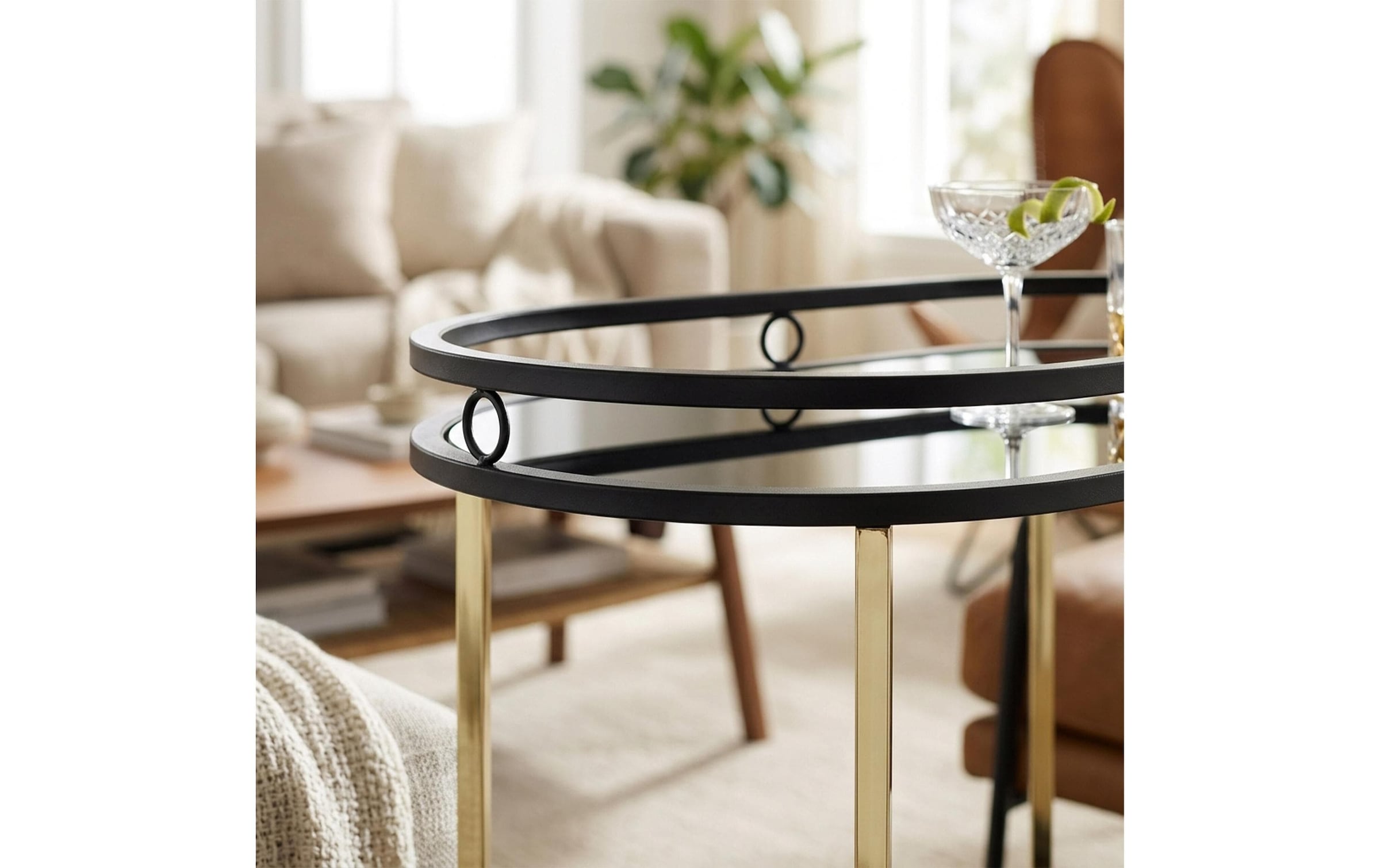 relaxdays »Kaffeewagen 72 x 77.5 cm, Schwarz/Gold«