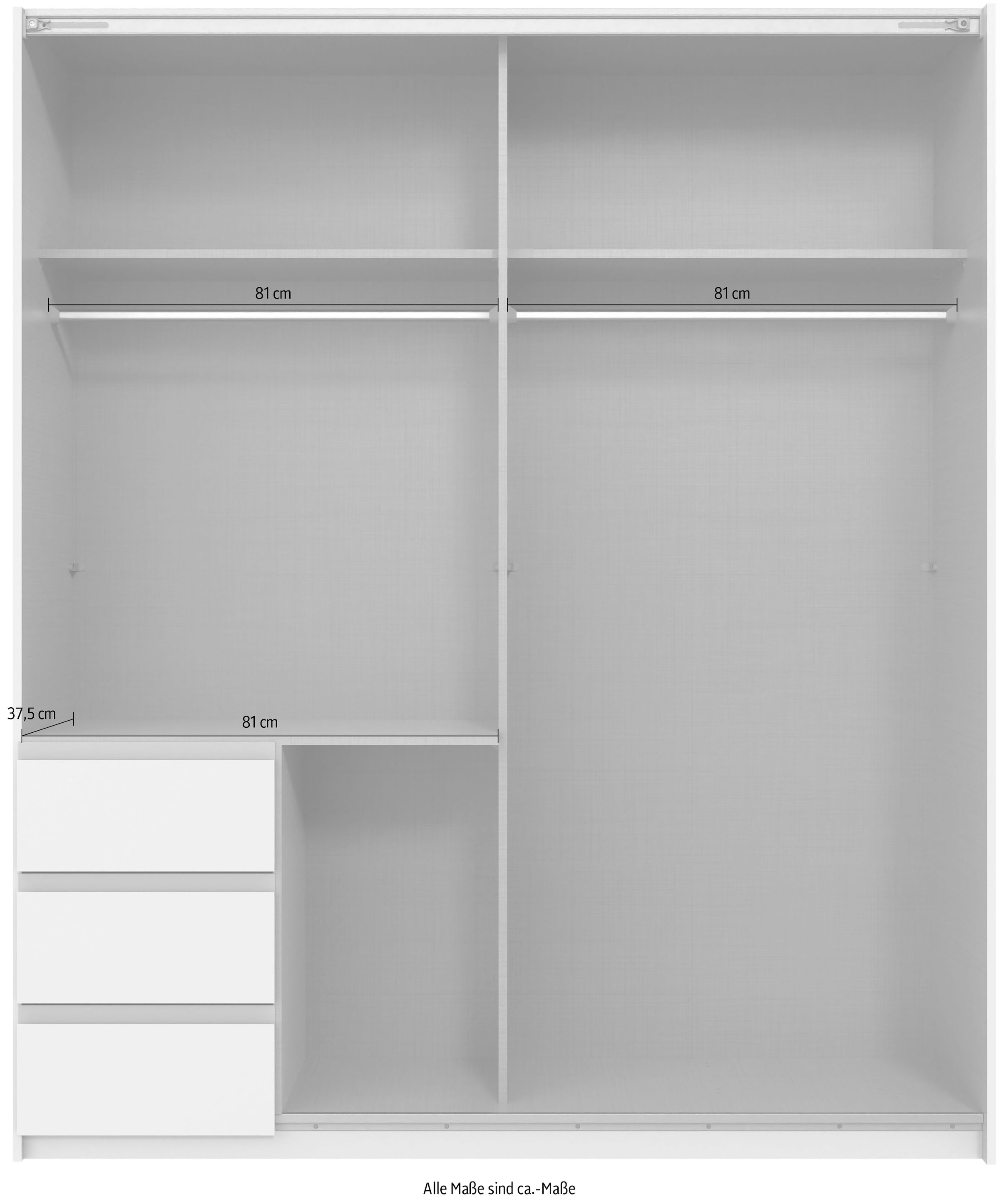 Wimex Schwebetürenschrank »Stade, B: 168cm, inkl. Spiegel und von aussen bedienbaren Schubladen« mit von aussen bedienbaren Schubkästen