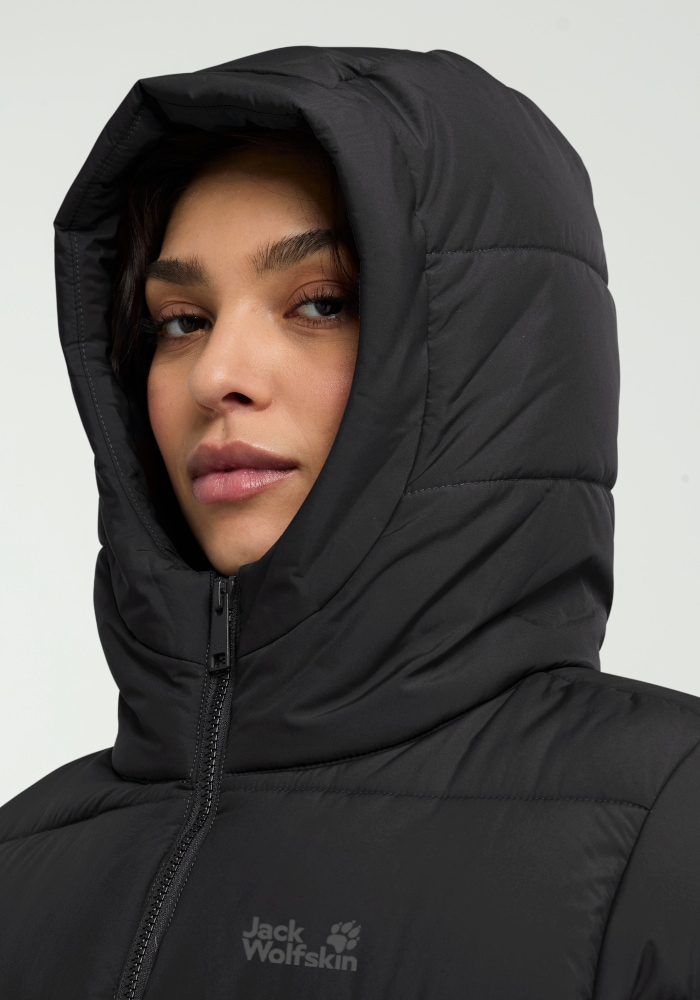 Jack Wolfskin Manteau en duvet »FROZEN PALACE LONG JKT W RDS« avec capuche, rembourrage isolant en duvet, coupe-vent