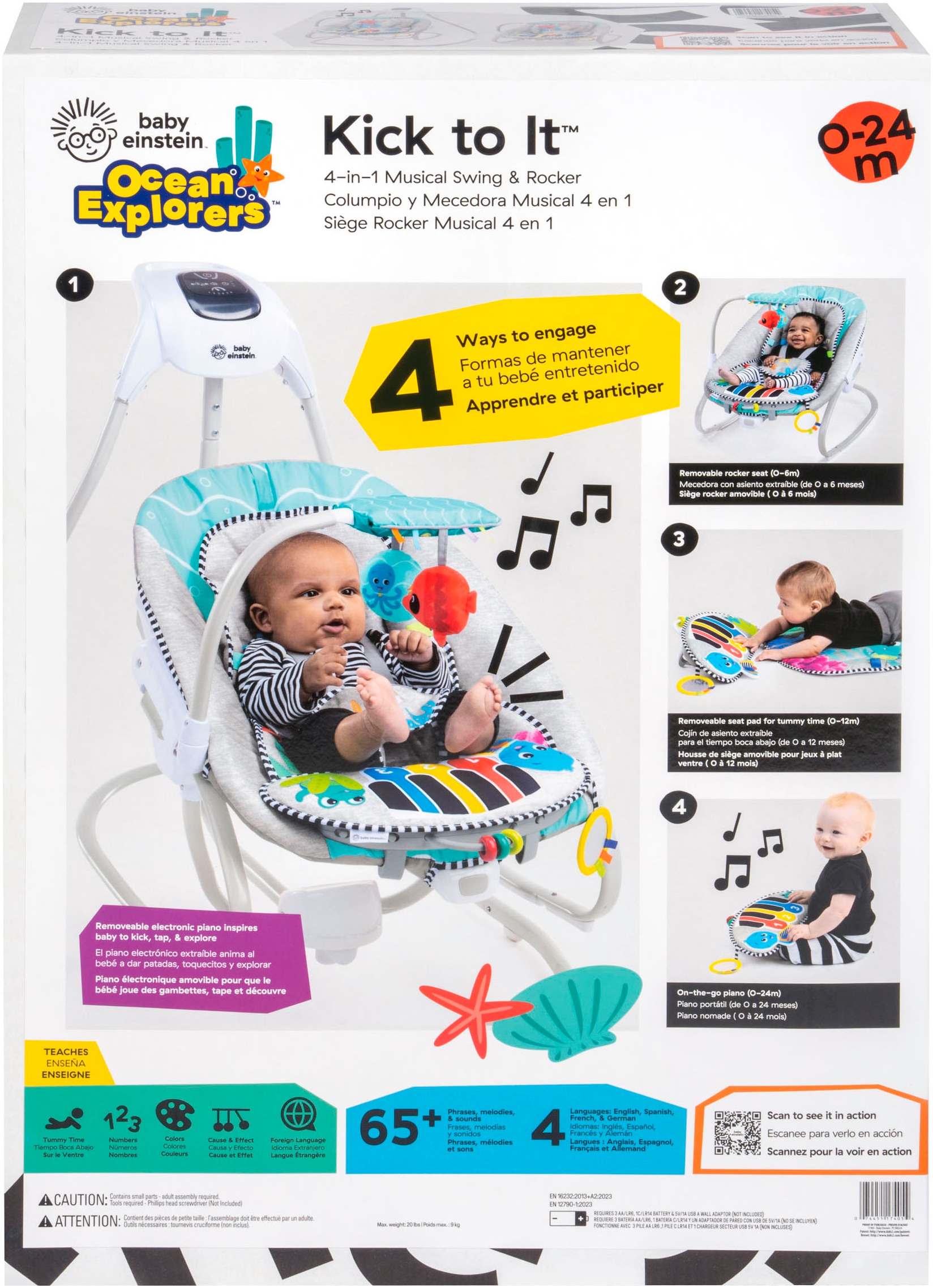 Baby Einstein Transat pour bébé »Kick to It 4-in-1 Musical Swing & Rocker« bis 9 kilos mit Sound-Effekt