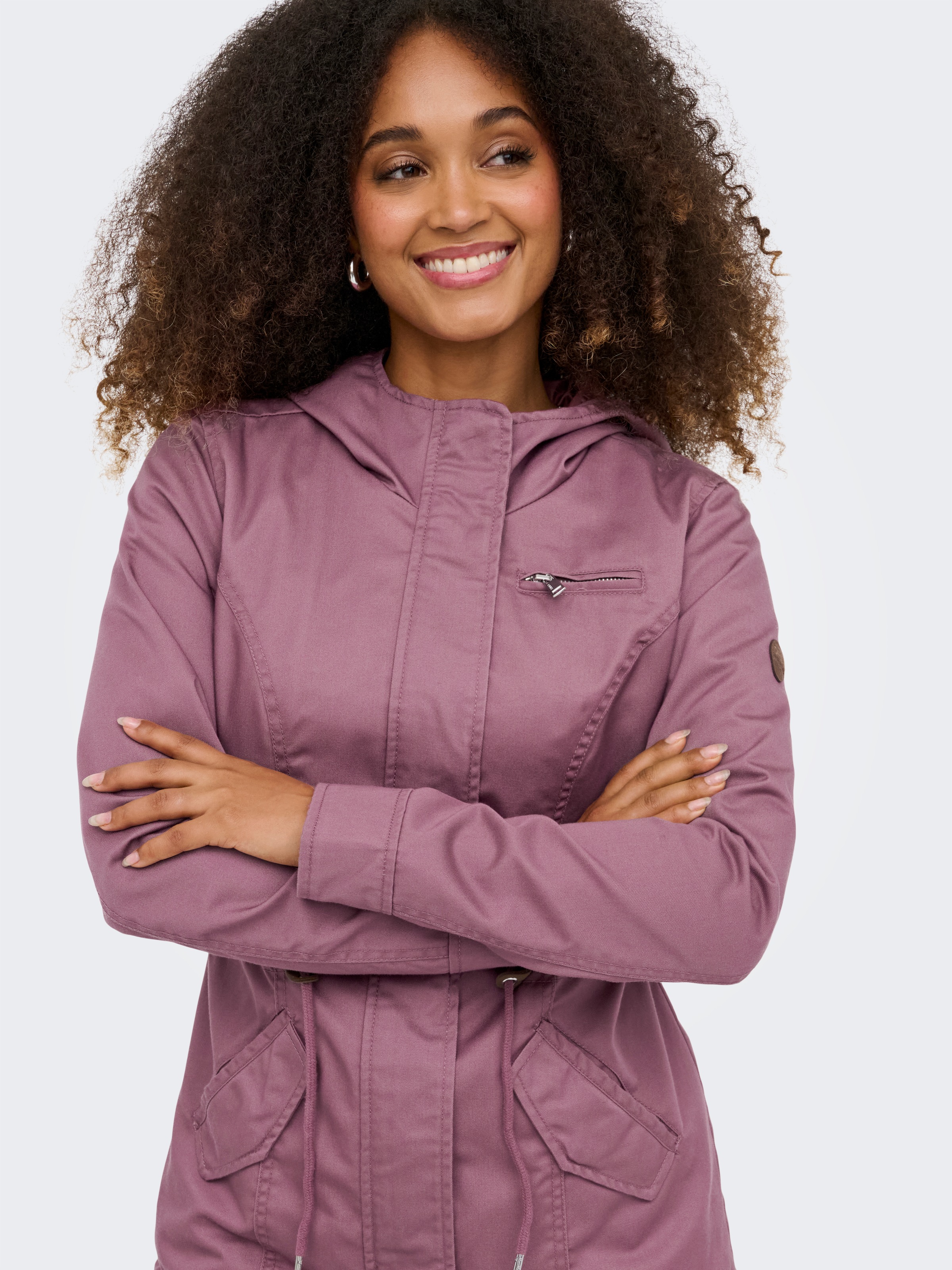 ONLY Parka »ONLLORCA LIFE CANVAS PARKA CC OTW« avec capuche avec cordon de serrage à la taille