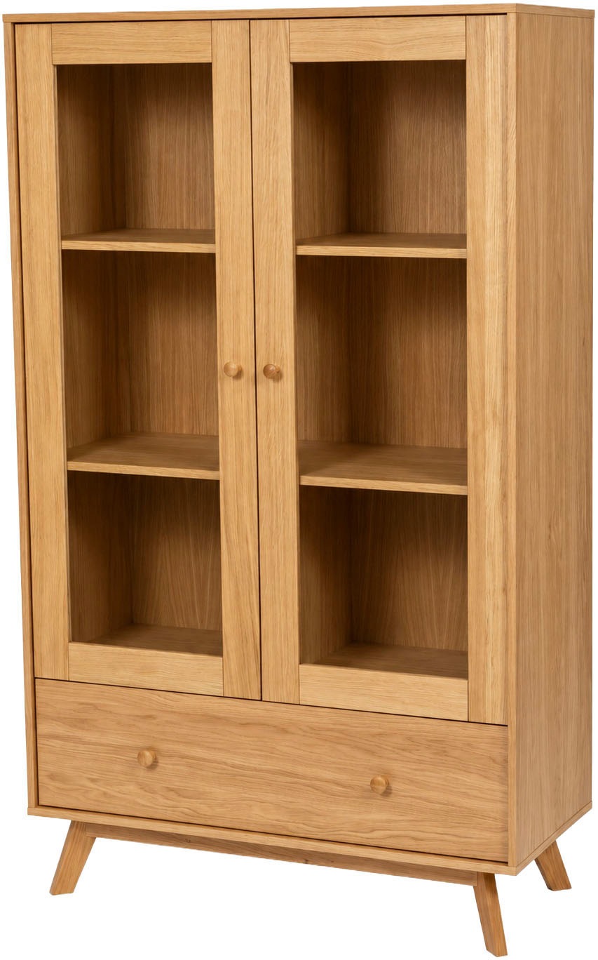 Woodman Vitrine en verre »Kensal« au design scandinave épuré, placage chêne, FSC®