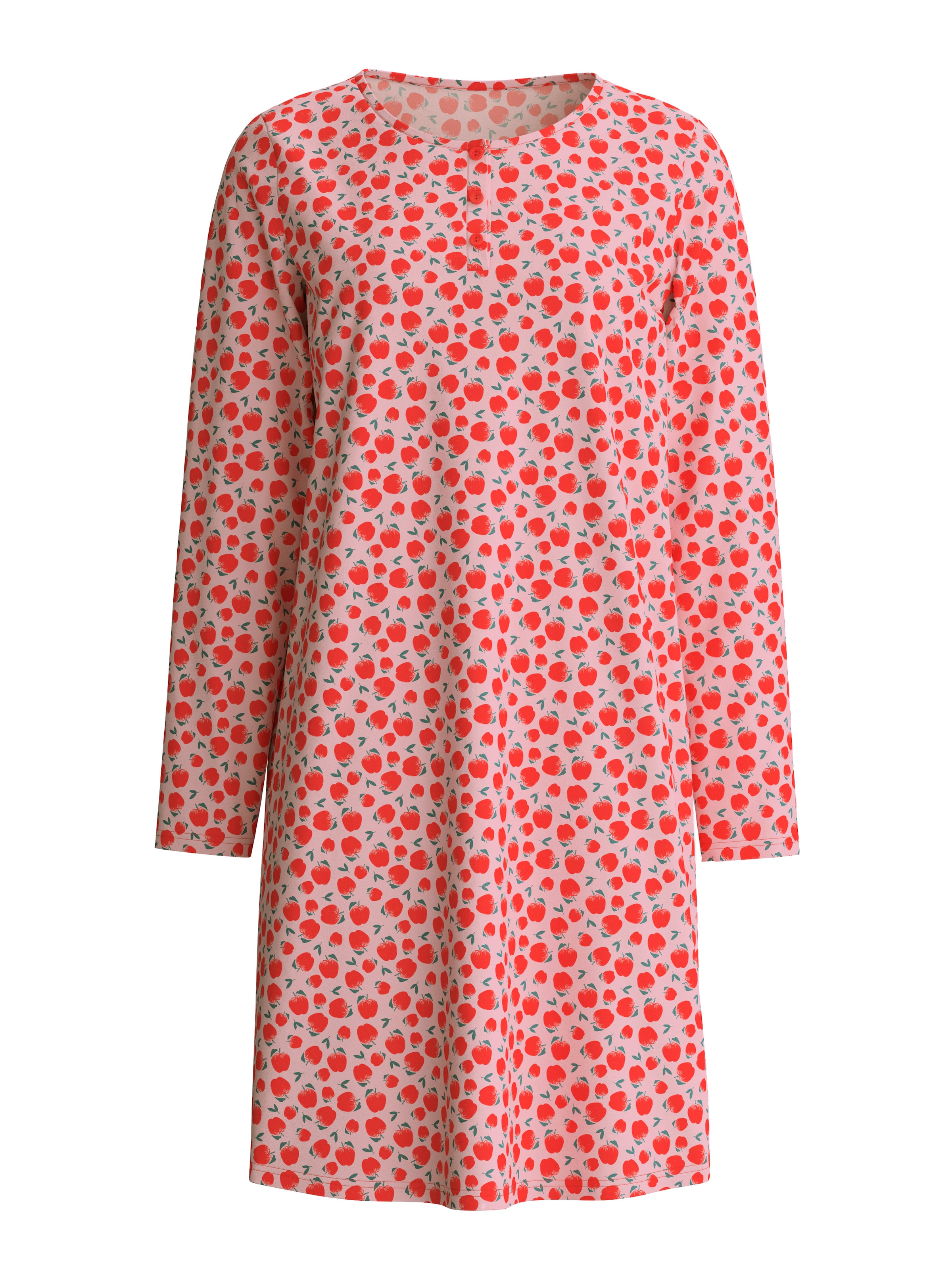 CALIDA Chemise de nuit »Fruity Dreams« Patte de boutonnage, col rond, manches longues, coton pur