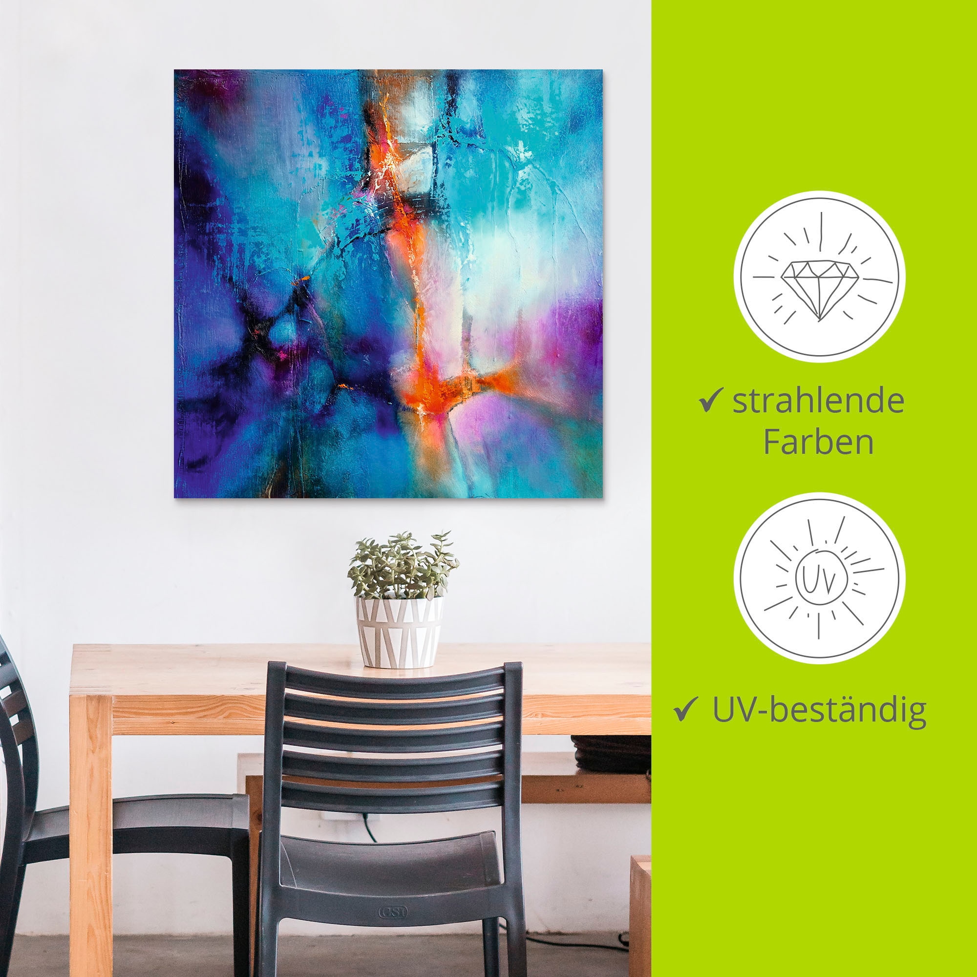 Artland Impression alu-dibond »Türkis und Magenta I« 1 cuis tlg. für Innen- und Aussenbereich geeignet, Outdoorbild